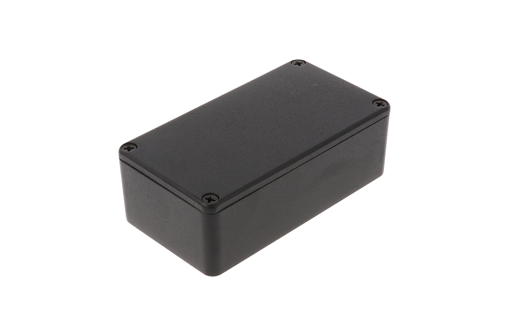 1590B2BK textured black diecast aluminum enclosure, 112 x 61 x 38 mm