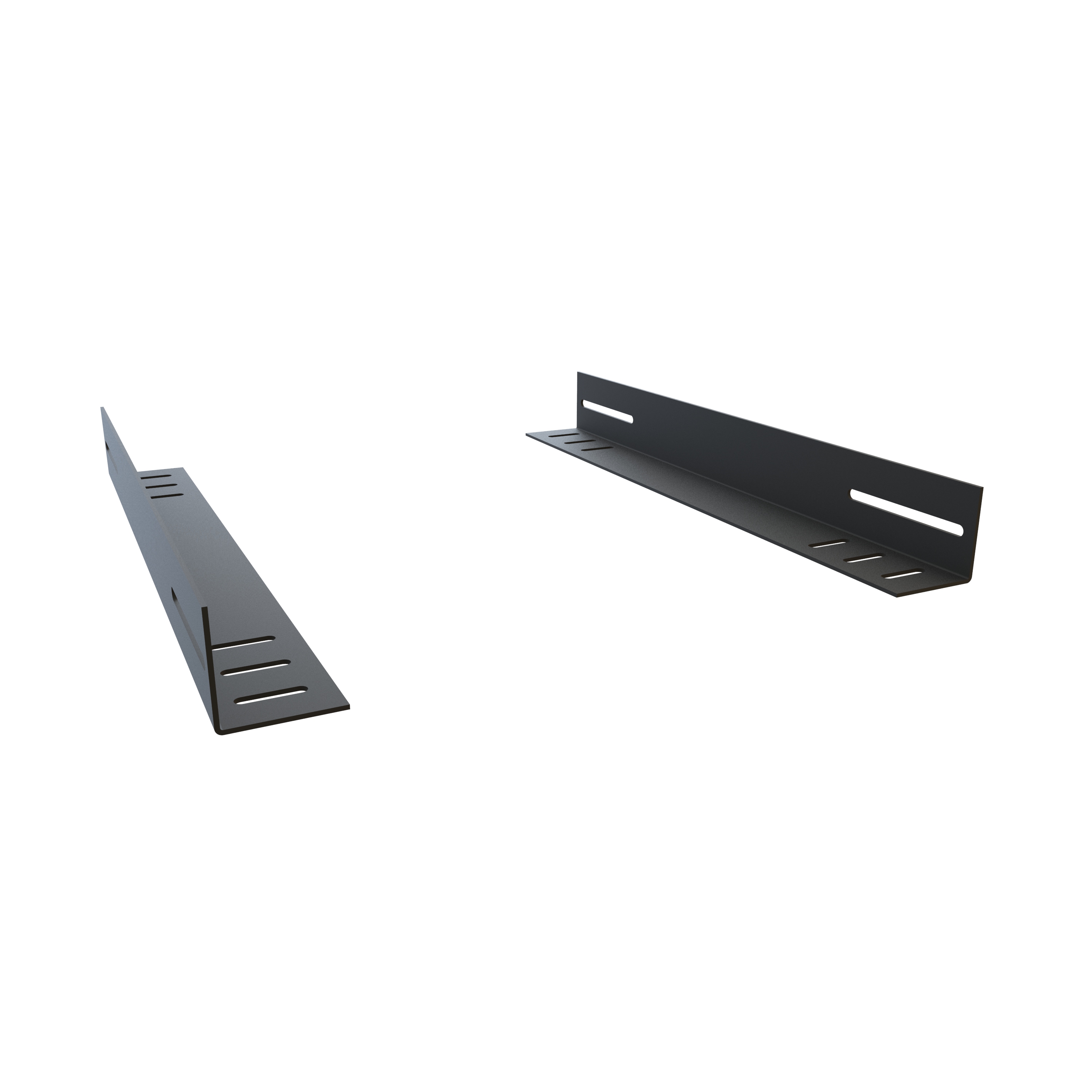Hammond RASA12BK3 pair of black steel 10-inch equipment support angles with slotted mounting holes for 19-inch racks — view 3