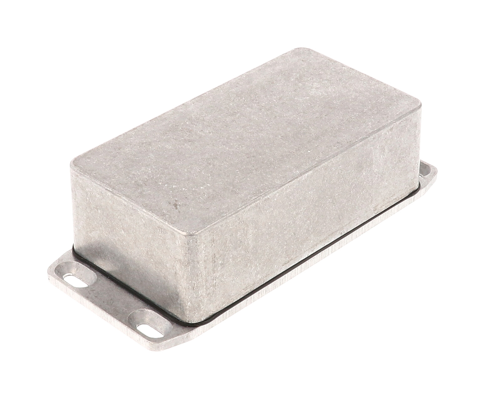 1590WB2FL natural aluminum IP65 watertight diecast enclosure, 112 x 61 x 38 mm, wall-mounting flanged lid