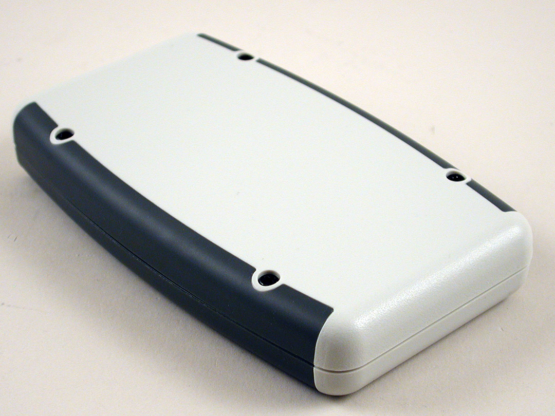 1553WDGY grey 147 x 90 x 25 mm water-tight hand-held enclosure with grey TPE soft-grip sides