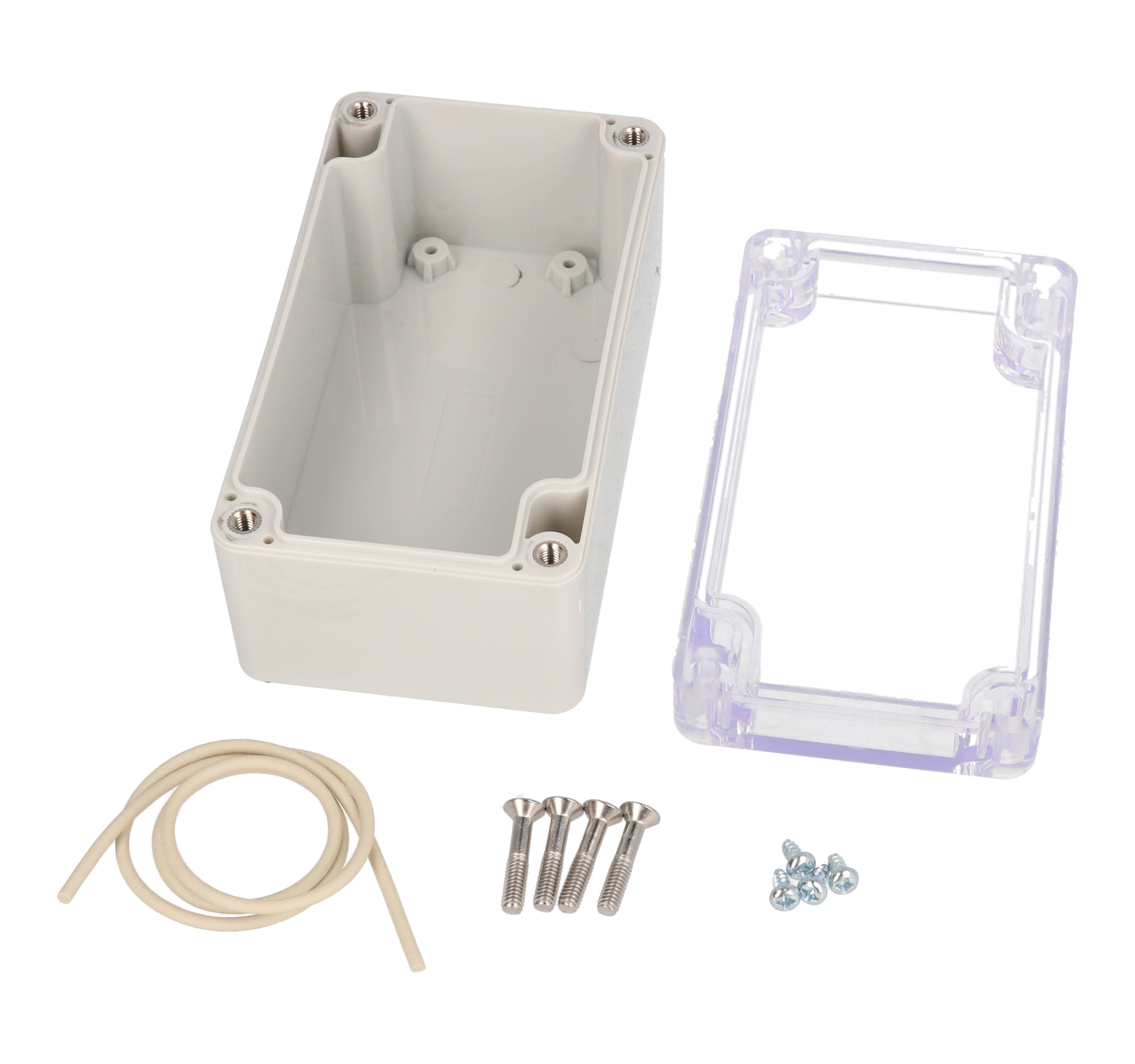 RZ0205C polycarbonate water-tight enclosure with clear lid, 115 x 65 x 55 mm