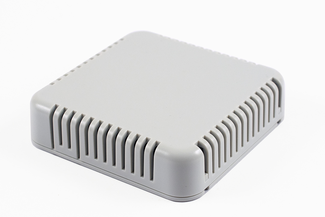 1551V4GY gray vented square ABS snap-fit sensor enclosure with wall-mount base