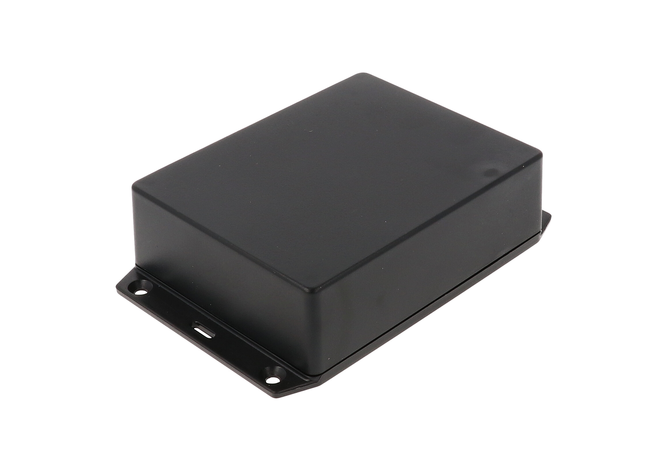 Hammond 1591XXGSFLBK black ABS plastic enclosure with flanged lid, 1591XXG size, box and lid shown