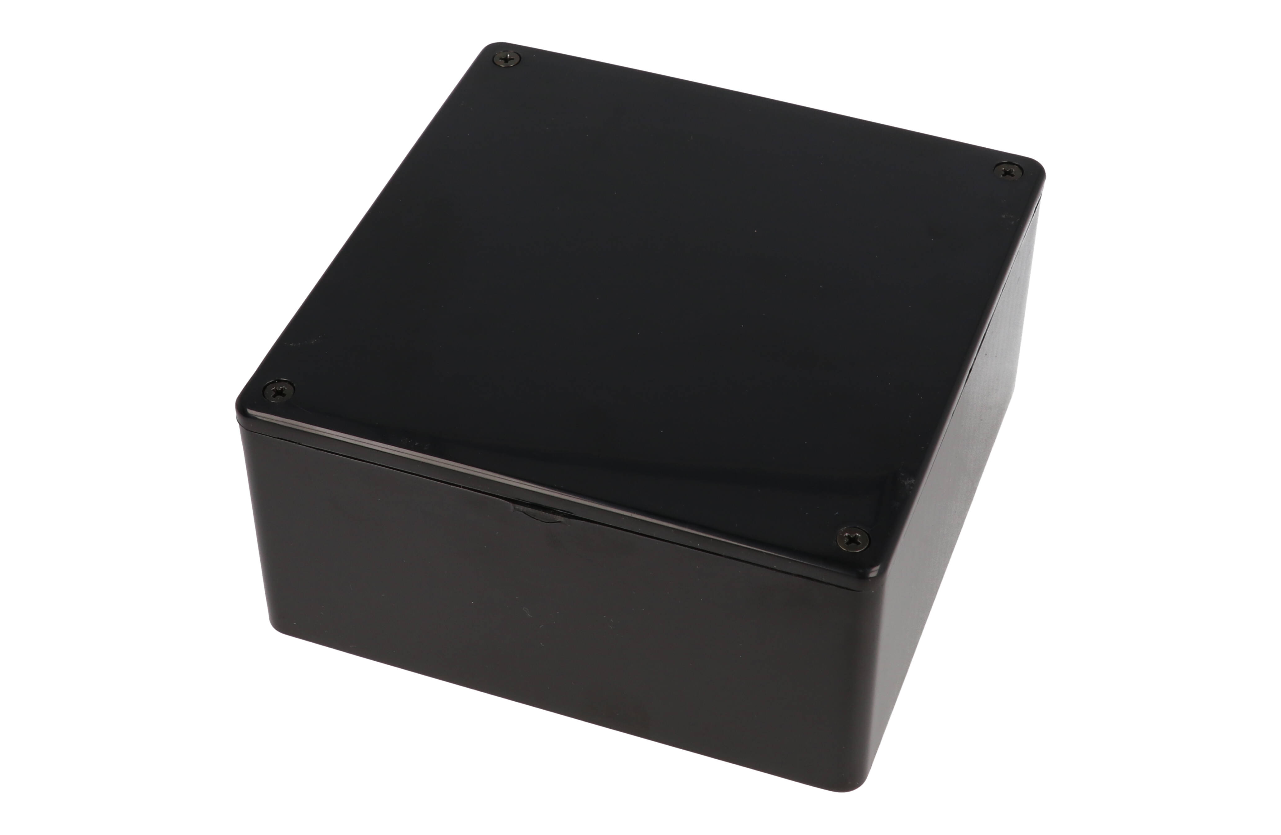 1591RUBK black ABS enclosure, 120 x 120 x 59 mm, with EMI/RFI copper conductive coating inside