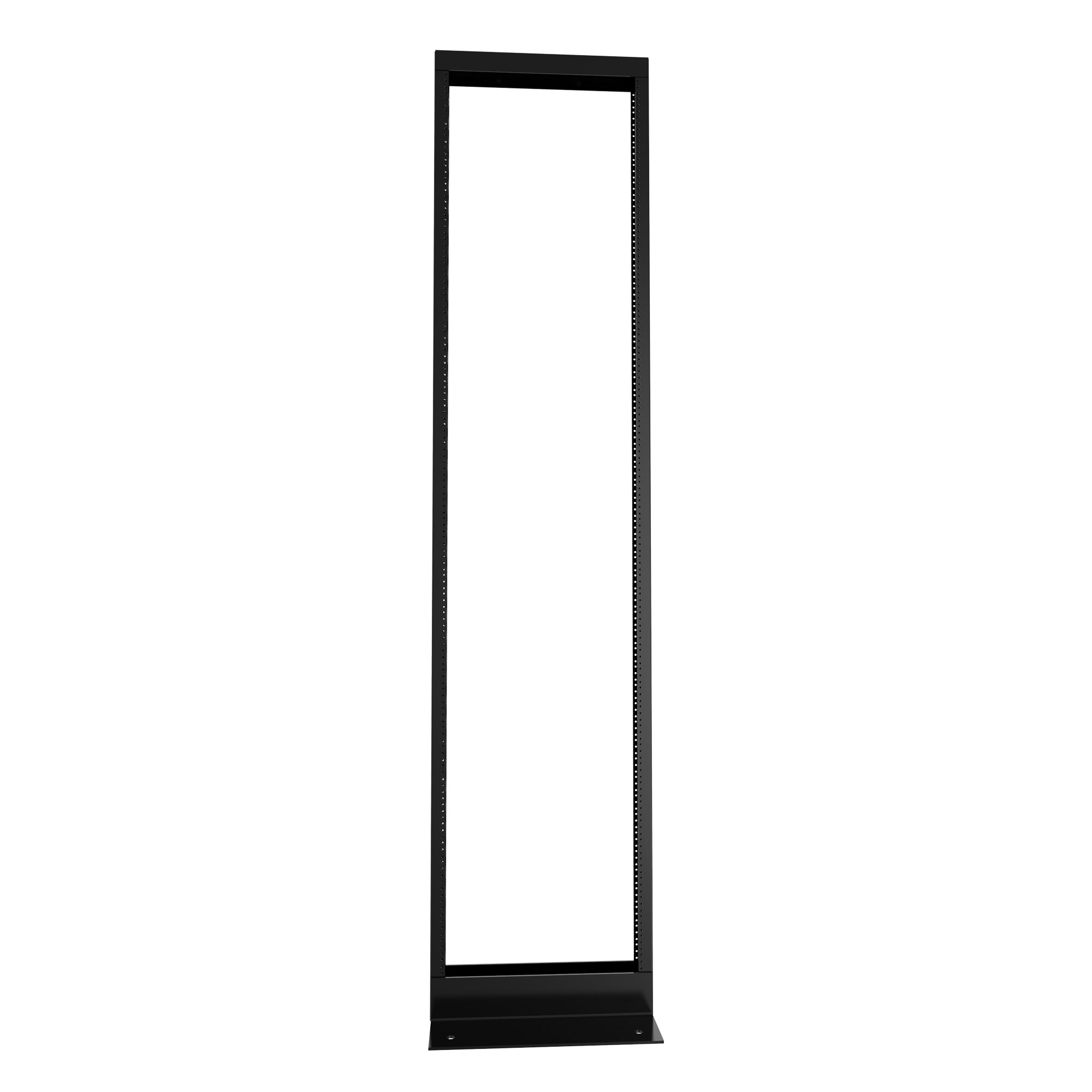Hammond RB-2P24 24U black two-post open frame 19-inch equipment rack with double-tapped 10-32 mounting rails — view 3