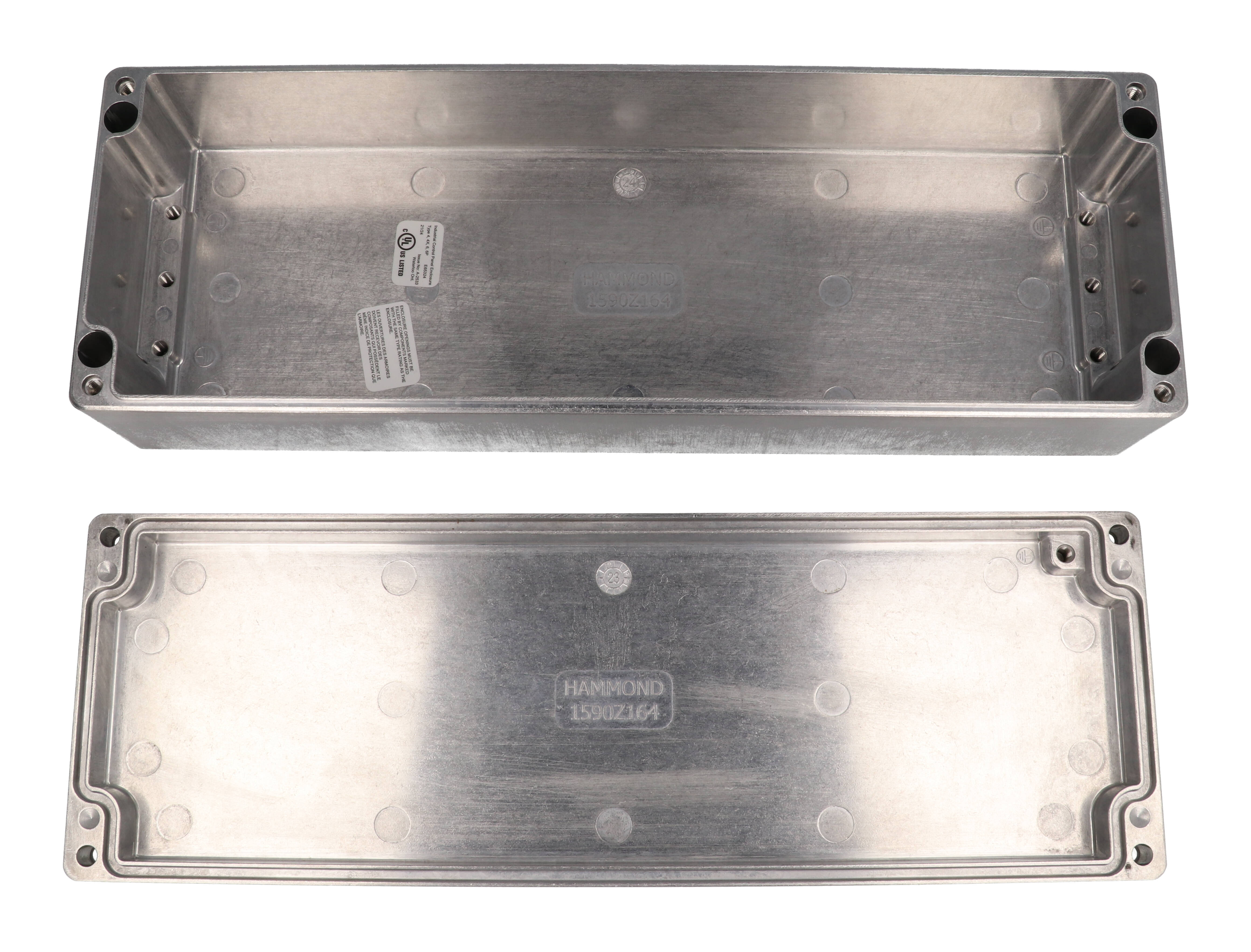 1590Z164 long natural diecast aluminum watertight enclosure, 360 x 122 x 80 mm