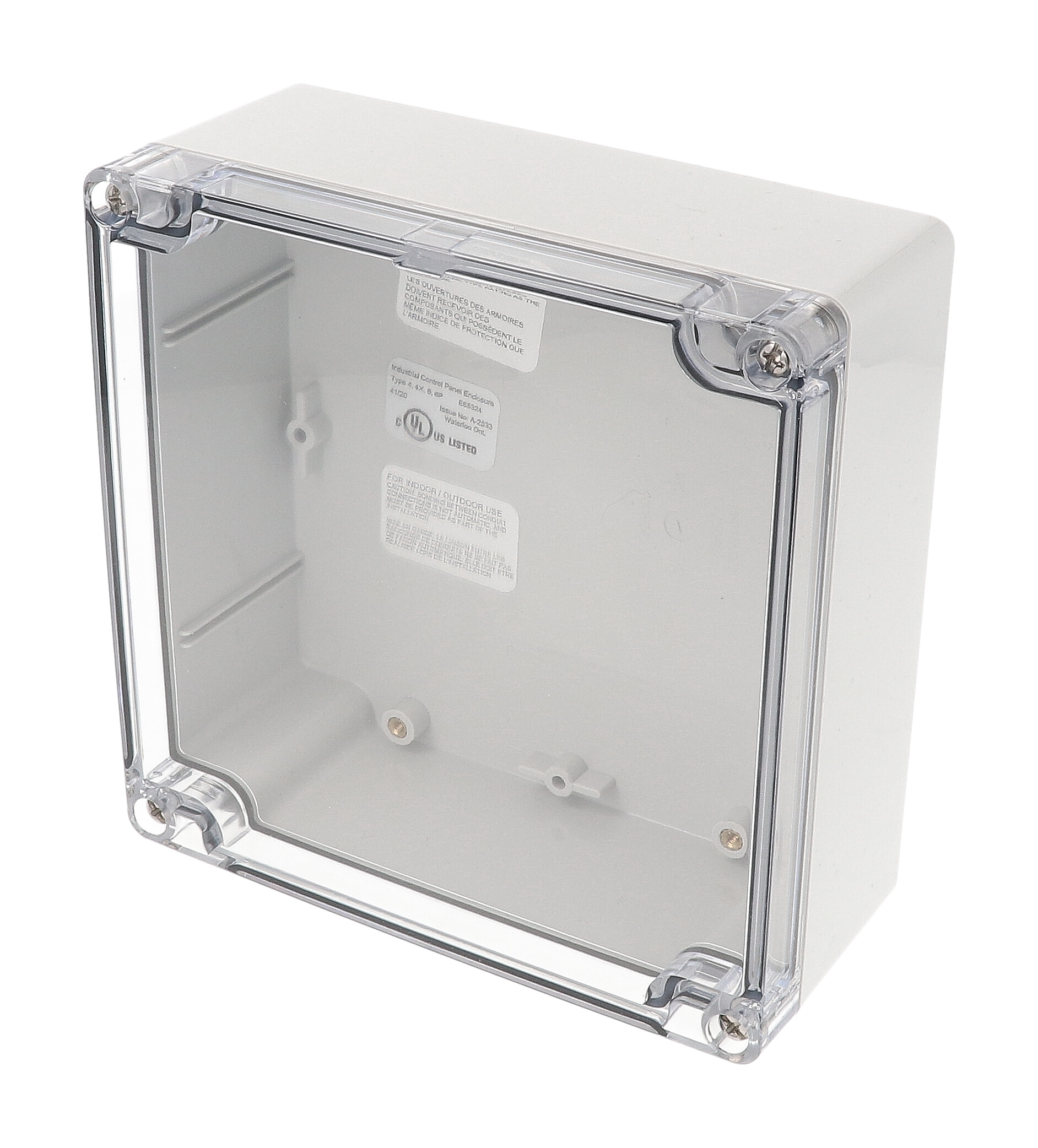 1554Q2GYCL — RAL7035 grey polycarb plastic watertight enclosure, clear lid