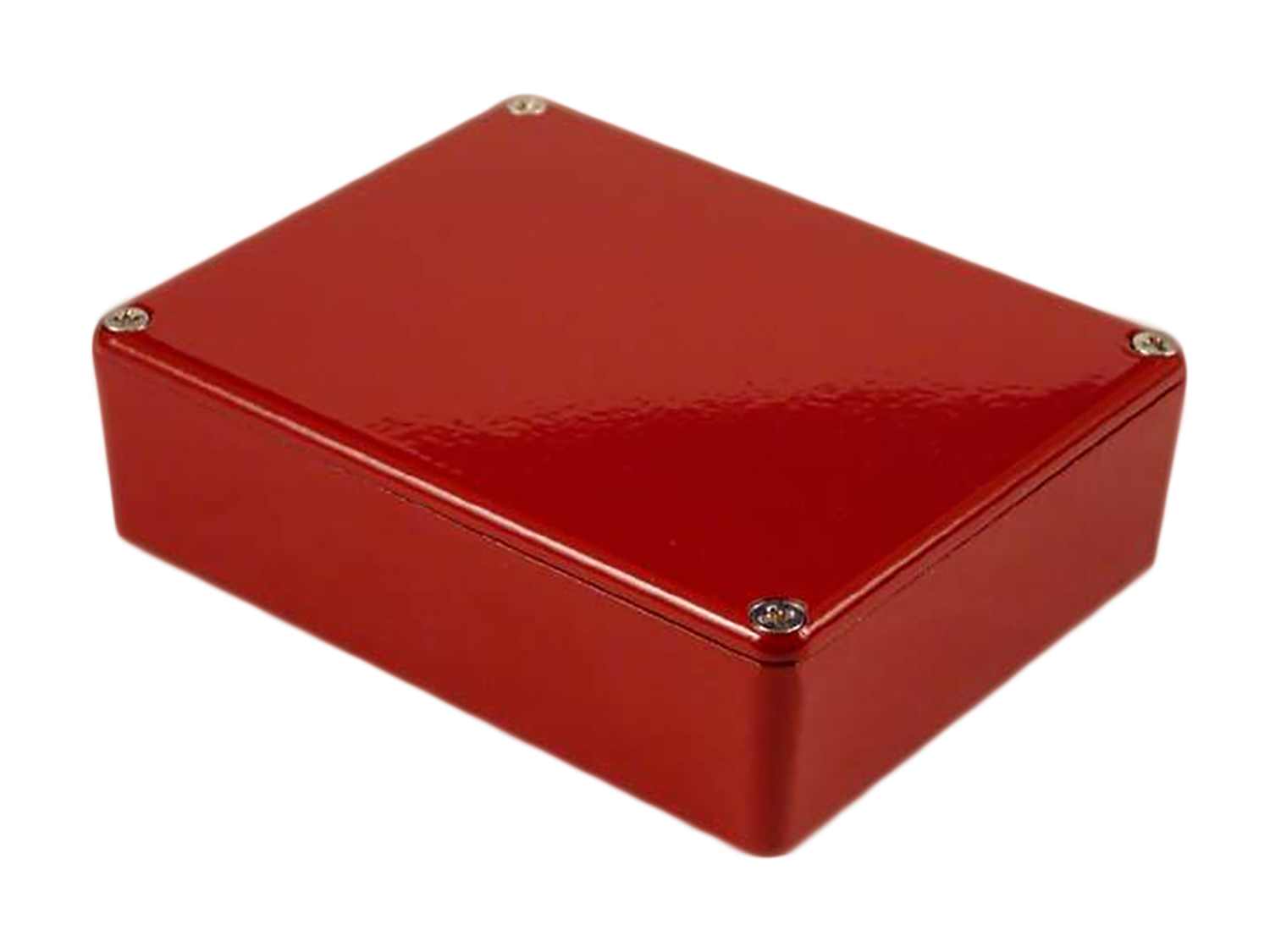 1590BBRD red powder coated diecast aluminum stomp box enclosure, 120 x 94 x 34 mm, with lid