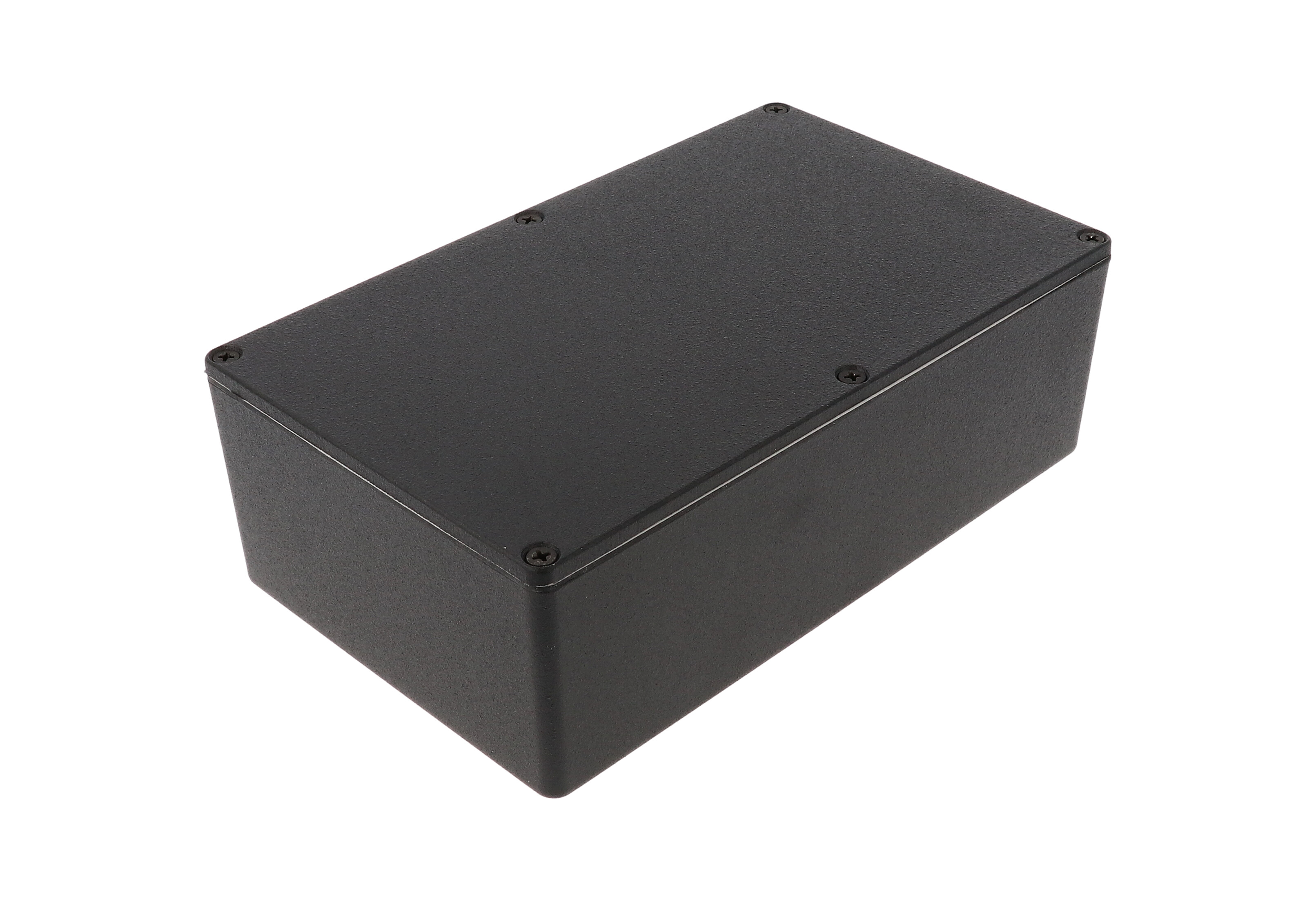 1590WDEBK textured black watertight diecast aluminum enclosure, 200 mm x 120 mm x 64 mm
