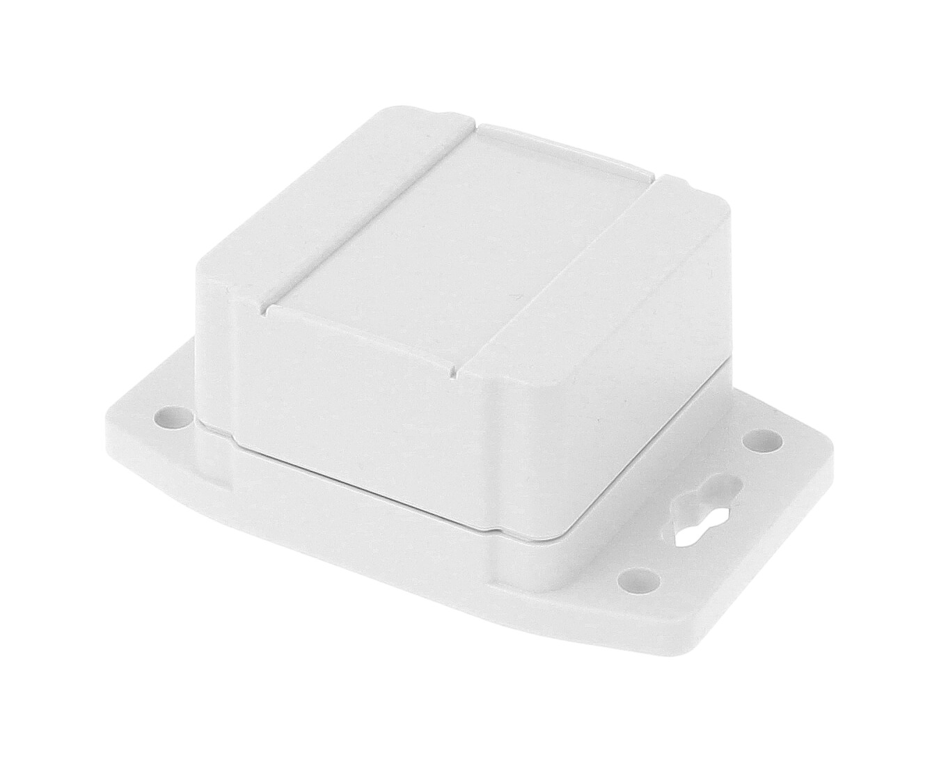 1555B2F22GY grey polycarbonate flanged enclosure, 65 x 65 x 42 mm