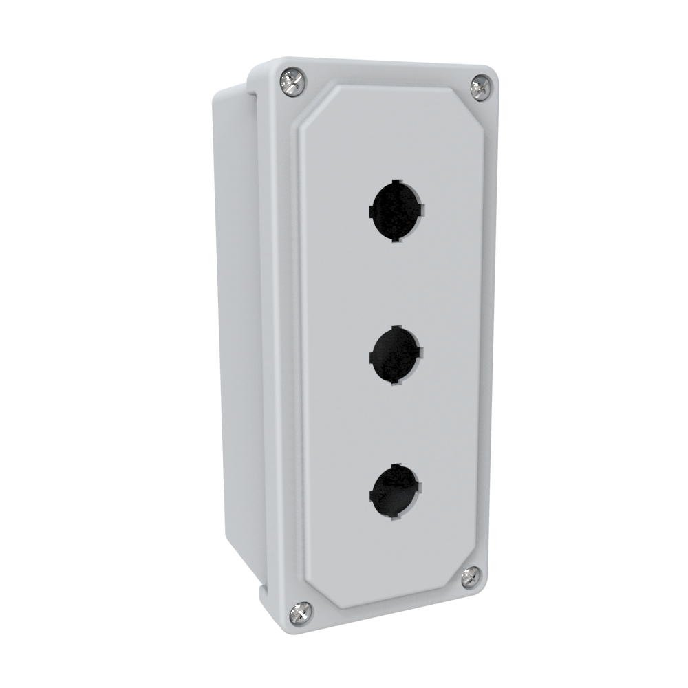 PJ944P223 — N4X Wallmount Encl - 9x4x4 3 Hole Pbutton 22MM - Fiberglass