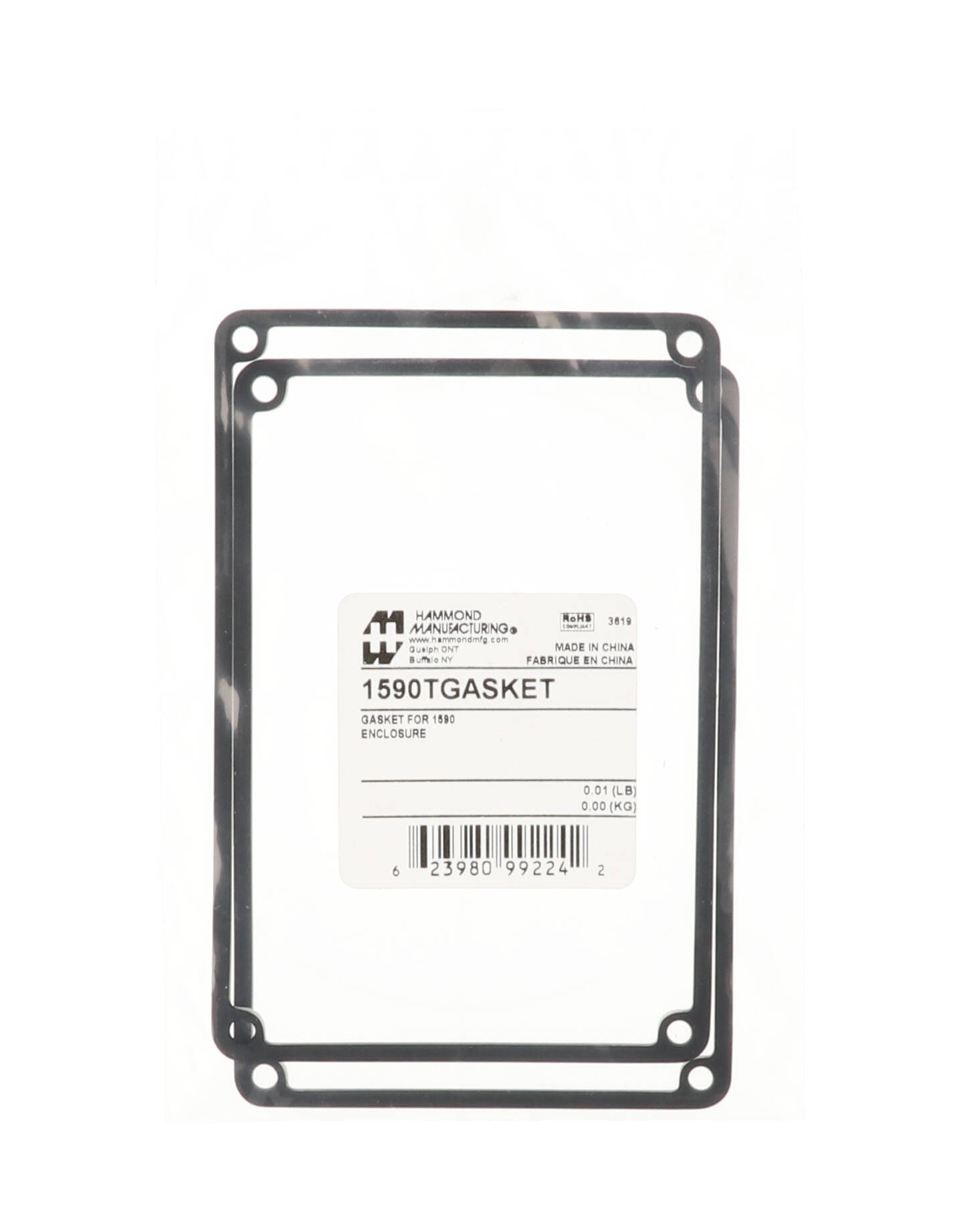 1590TGASKET silicone gasket 2-pack for 1590T diecast aluminum enclosures