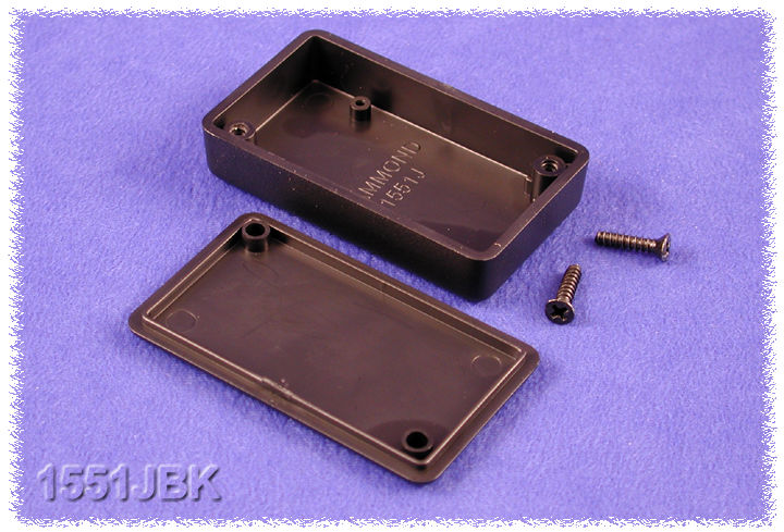 Hammond 1551JBK black ABS plastic miniature enclosure, 60 x 35 x 15 mm