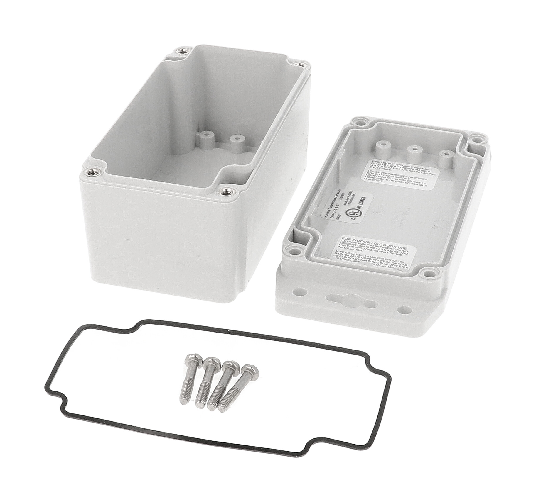 1555C2F42GY grey polycarbonate tall flanged enclosure, 120 x 65 x 63 mm