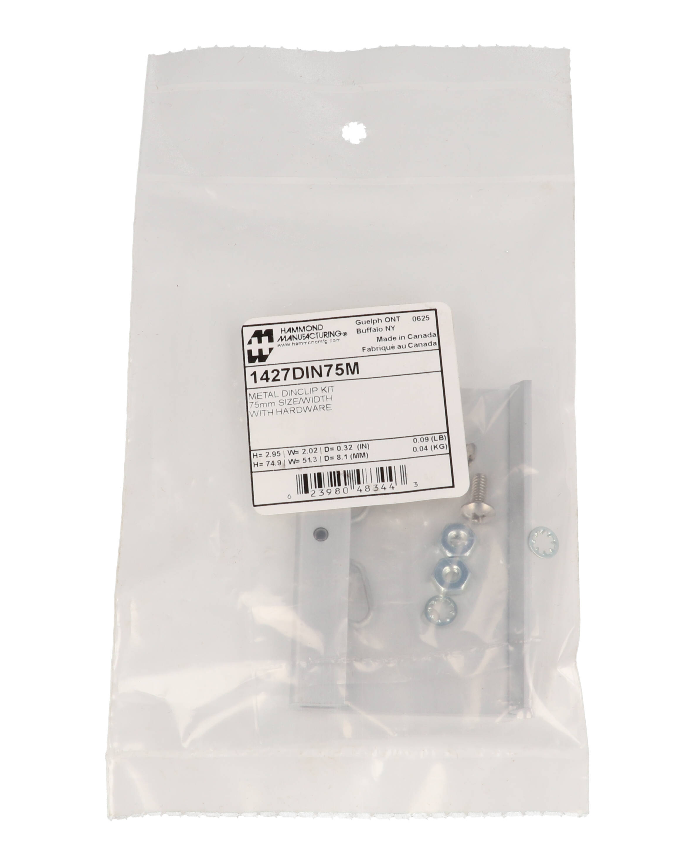 1427DIN75M 75 mm clear anodized aluminum DIN rail clip