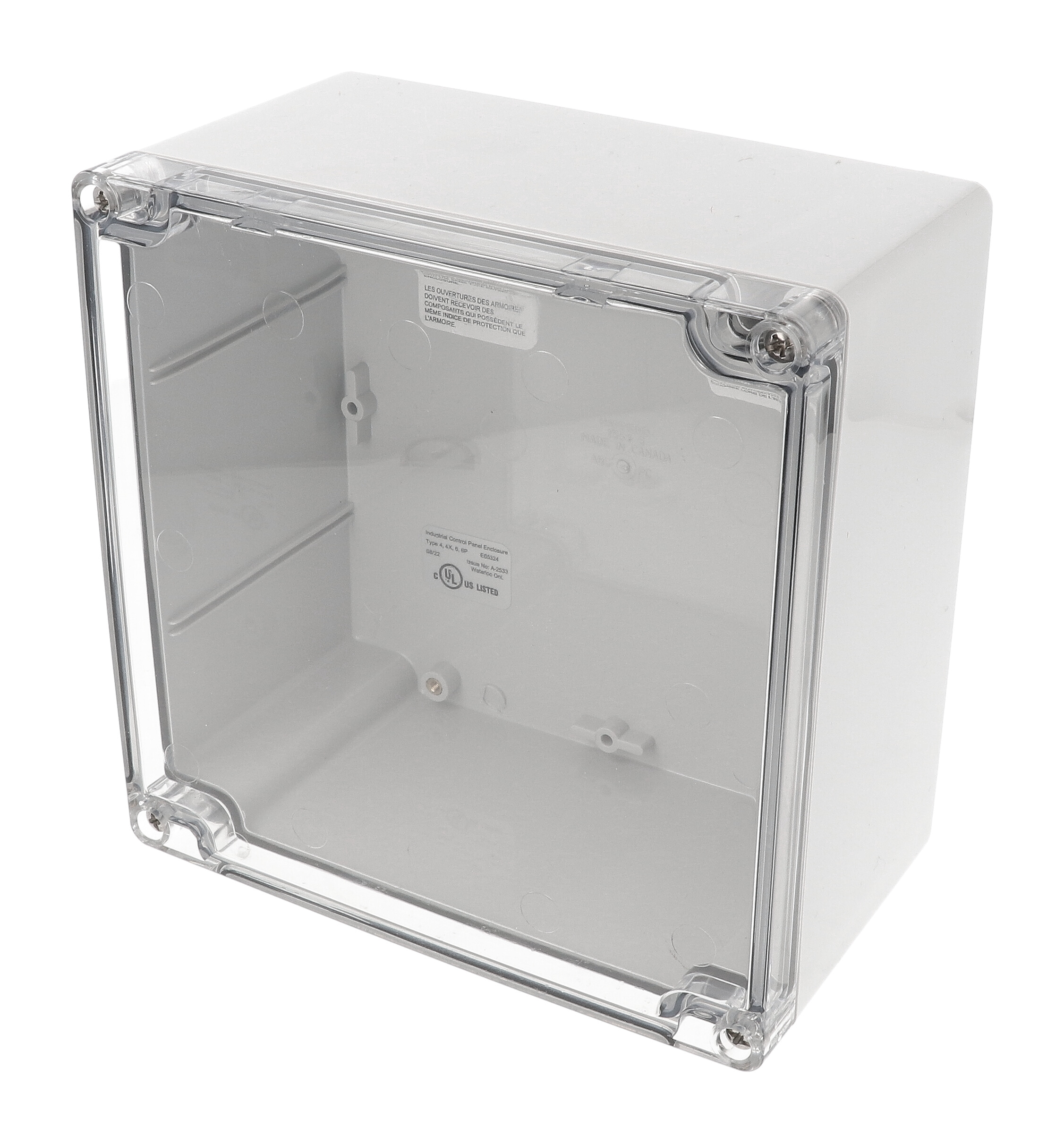 1554S2GYCL — RAL7035 grey polycarb plastic watertight enclosure, clear lid