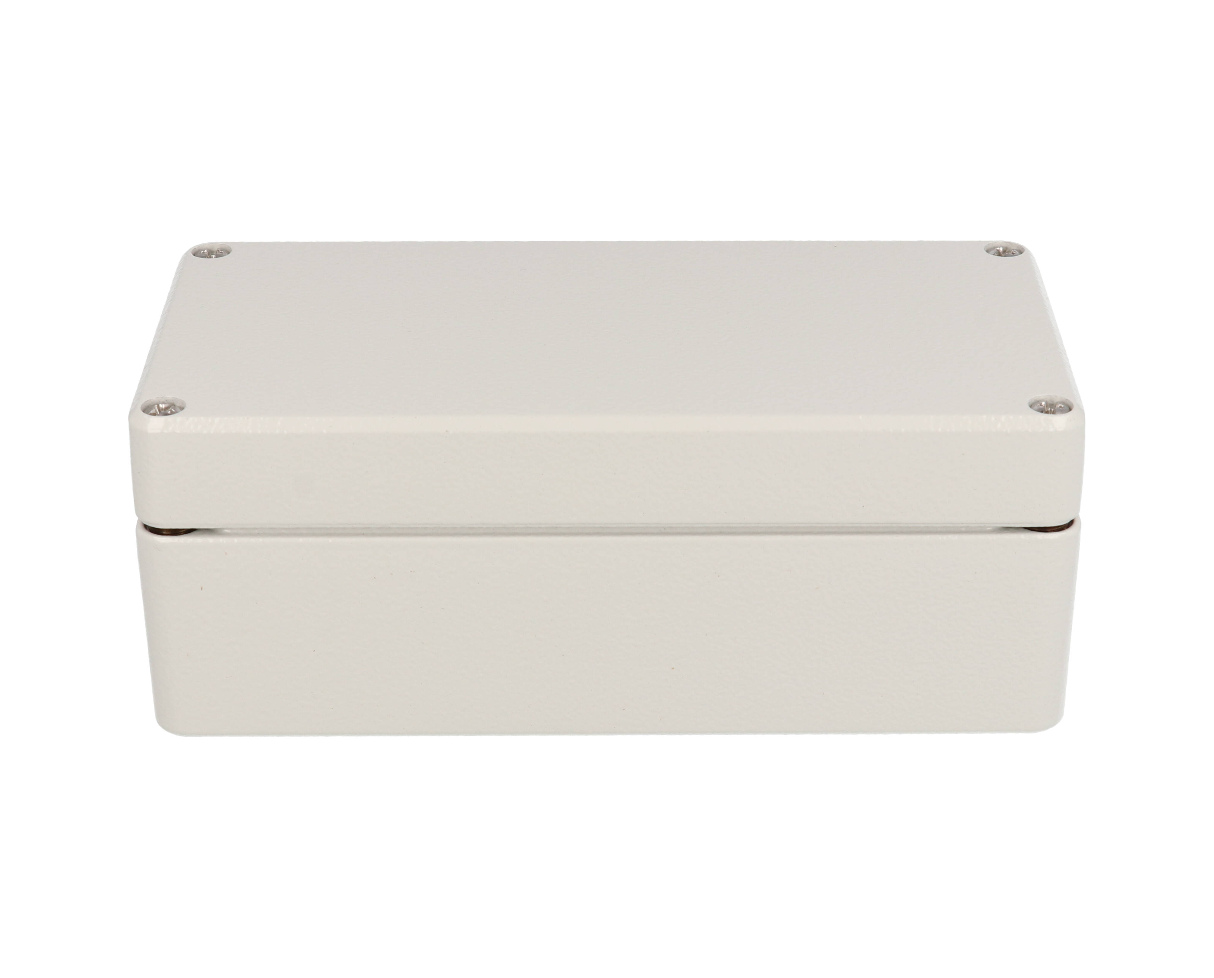 R100-084-035 RAL 7035 light gray R100 Series diecast aluminum enclosure, 80 mm x 200 mm x 60 mm
