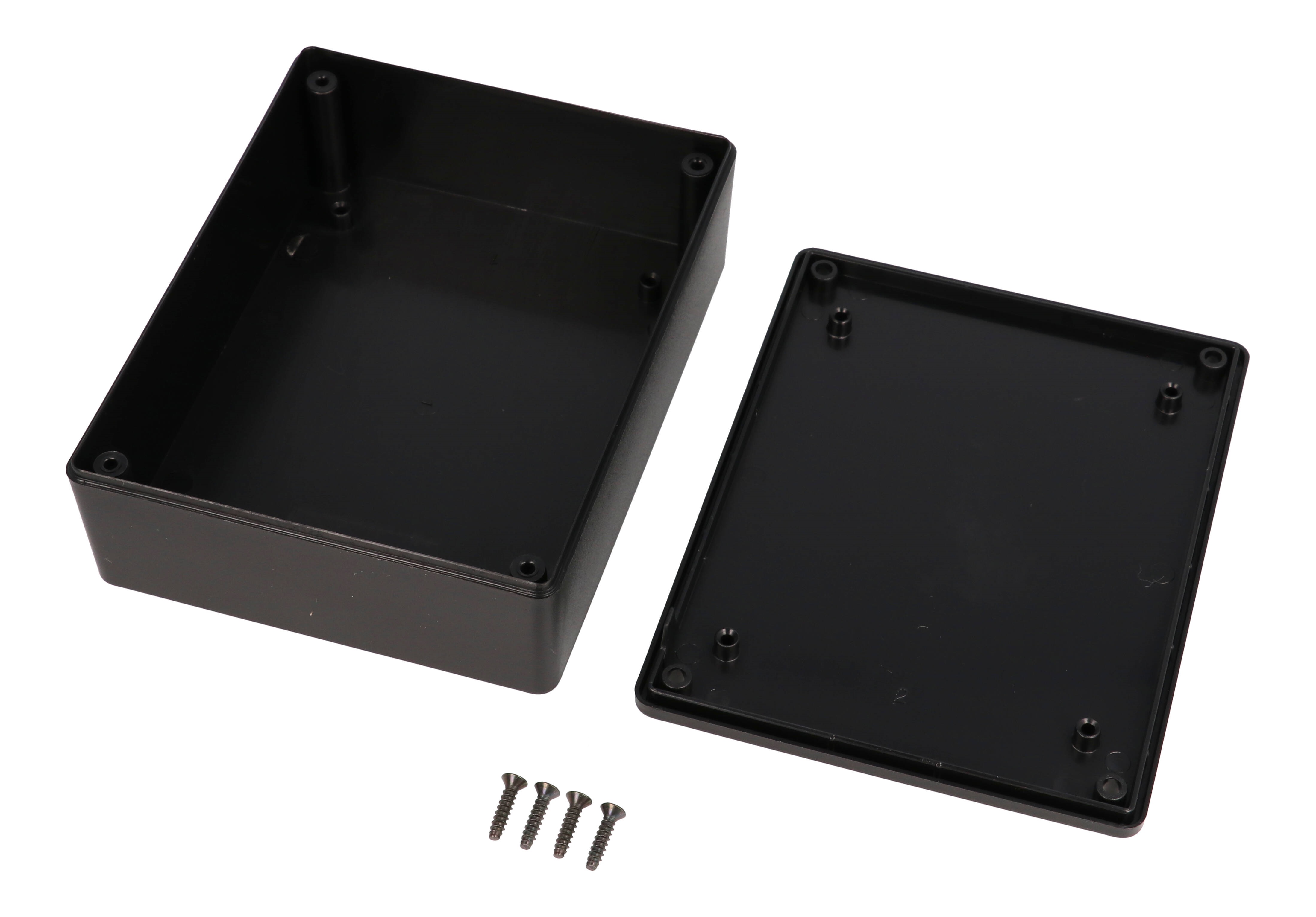 Hammond 1591XXGSBK black ABS plastic enclosure, 1591XXG size, box and lid shown