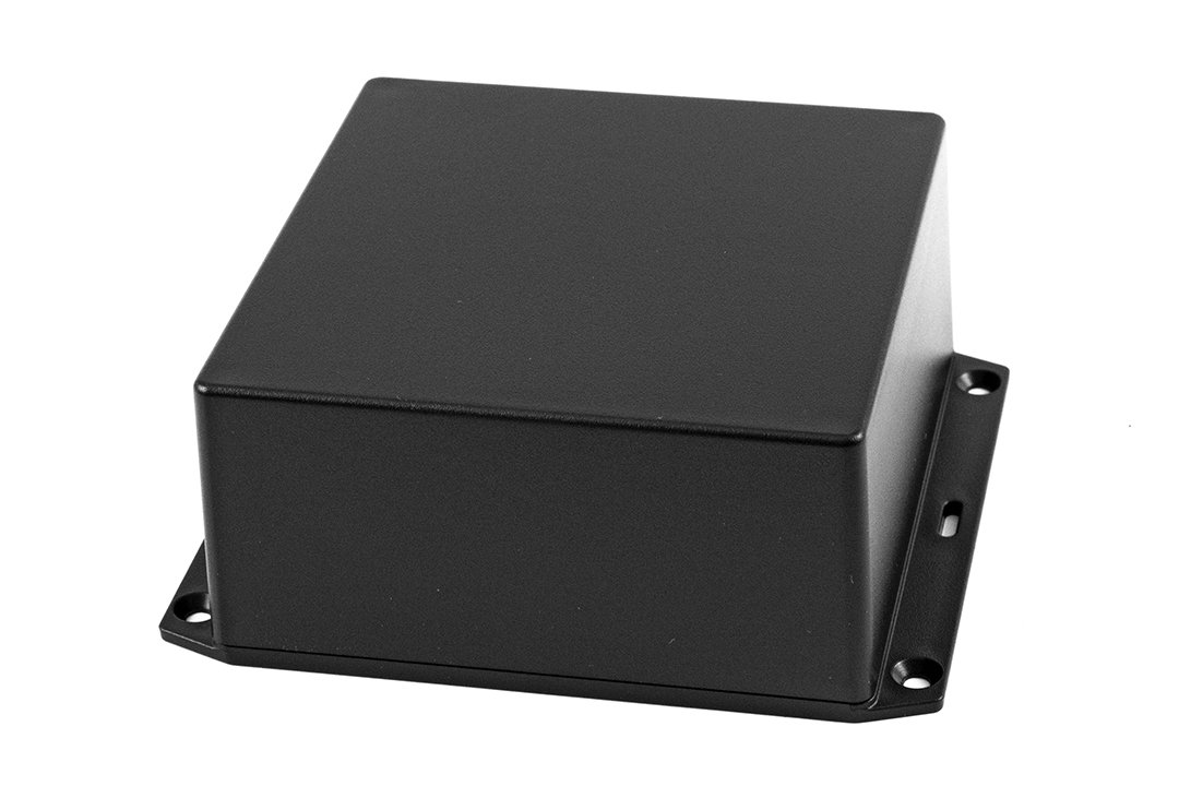1591XXUSFLBK black economy ABS enclosure with flanged mounting lid