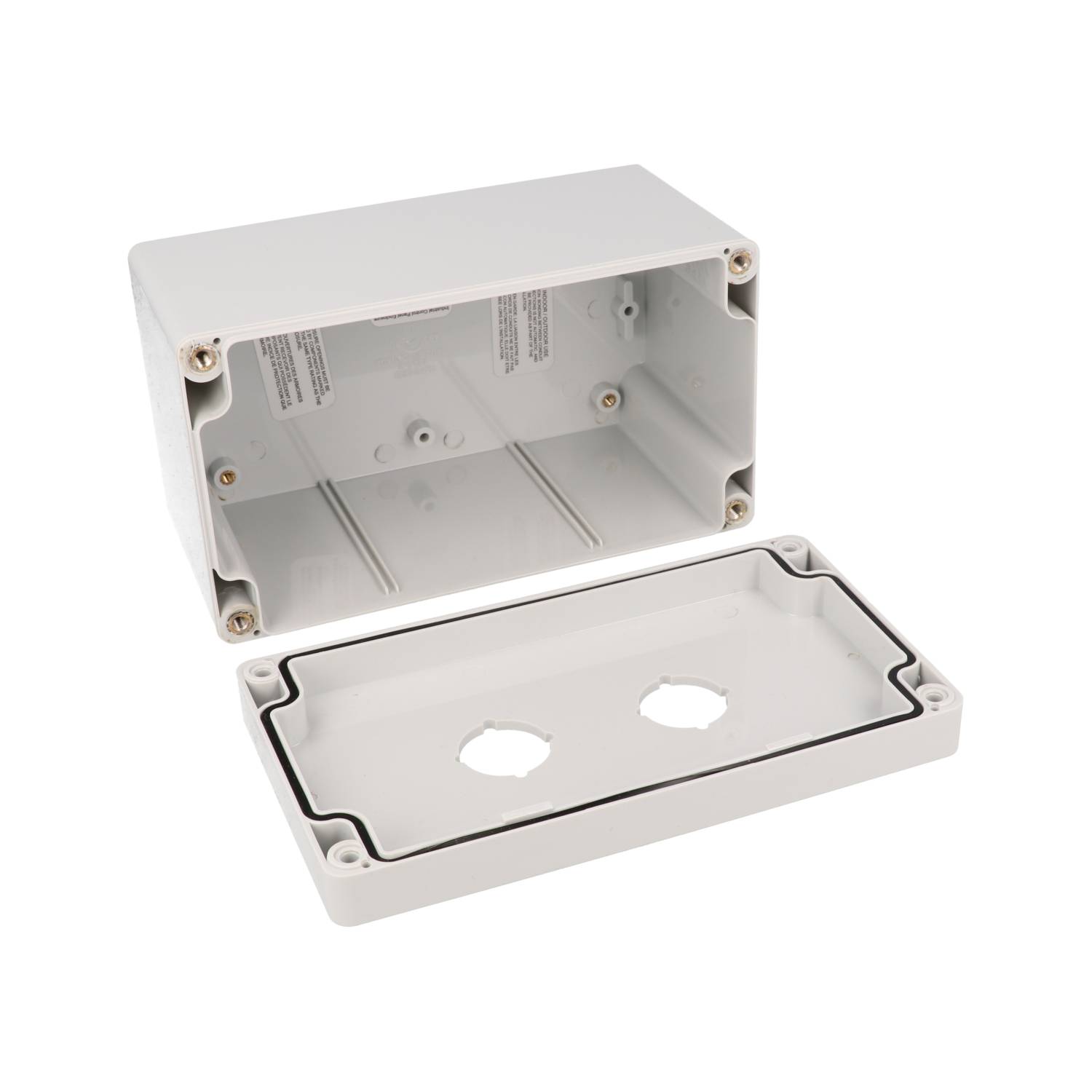 1554MPB2D deep light gray polycarbonate two-hole 22.5 mm pushbutton enclosure