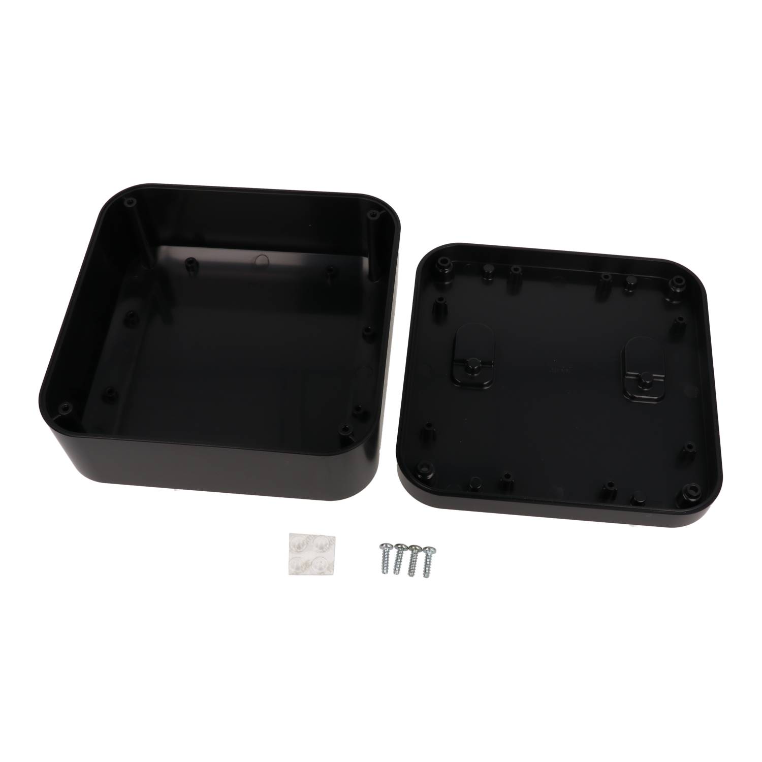 1556FABK black 160 x 160 x 70 mm ABS desktop and wall-mount enclosure with rounded corners