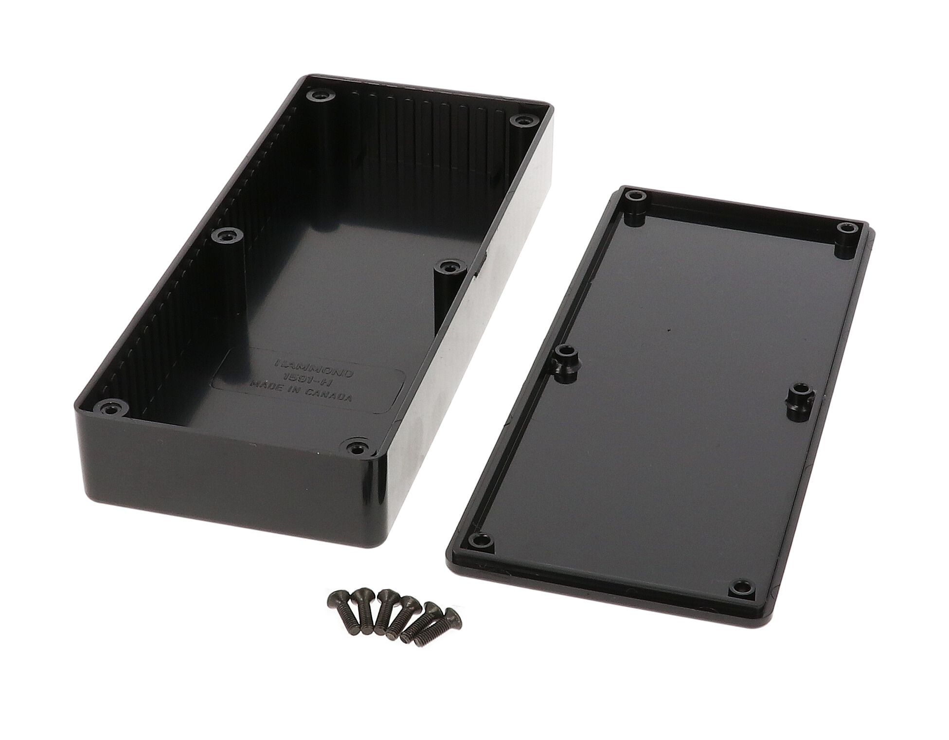 1591HSBK black general purpose ABS project box with lid, 166 x 71 x 29 mm