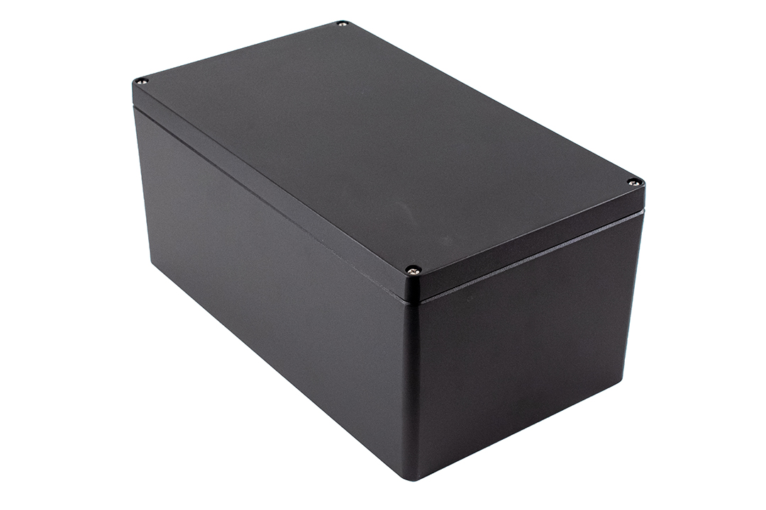1590Z250BK black 400 x 230 x 180 mm deep diecast aluminum enclosure