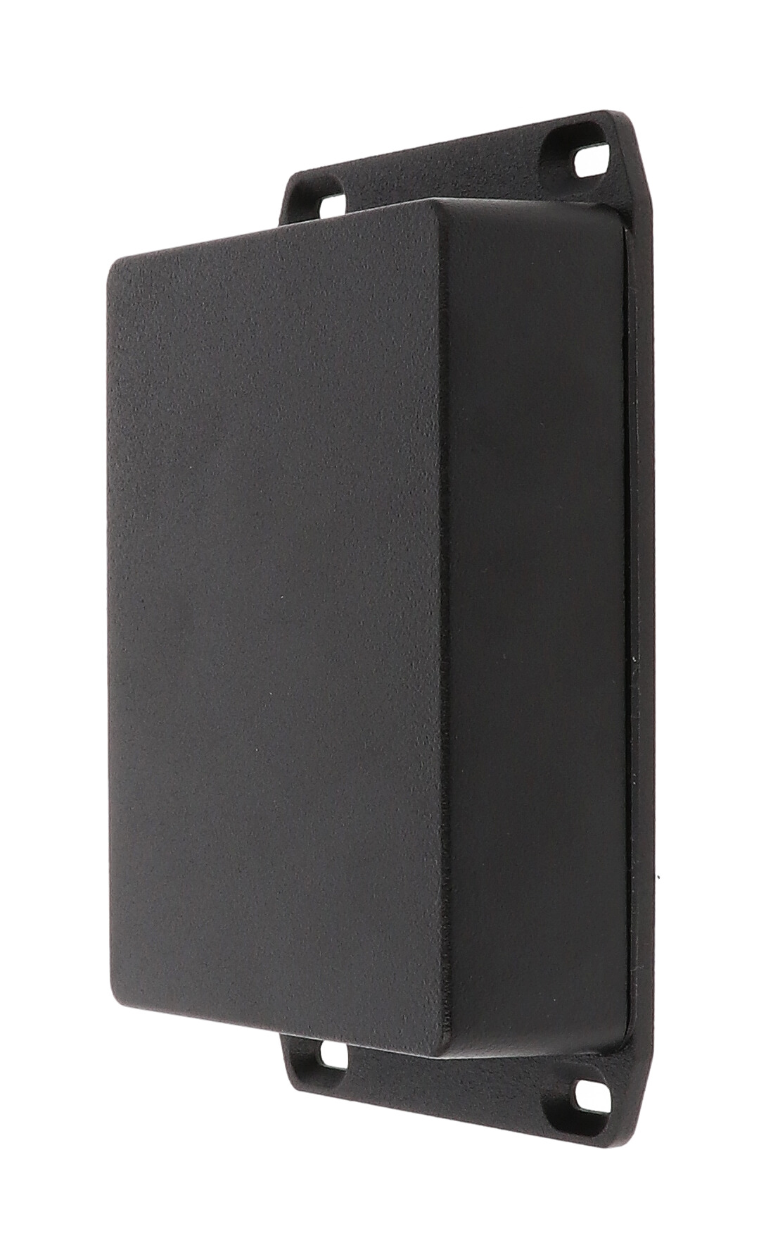 1590WBBFLBK black textured water-tight diecast aluminum enclosure with flanged mounting lid