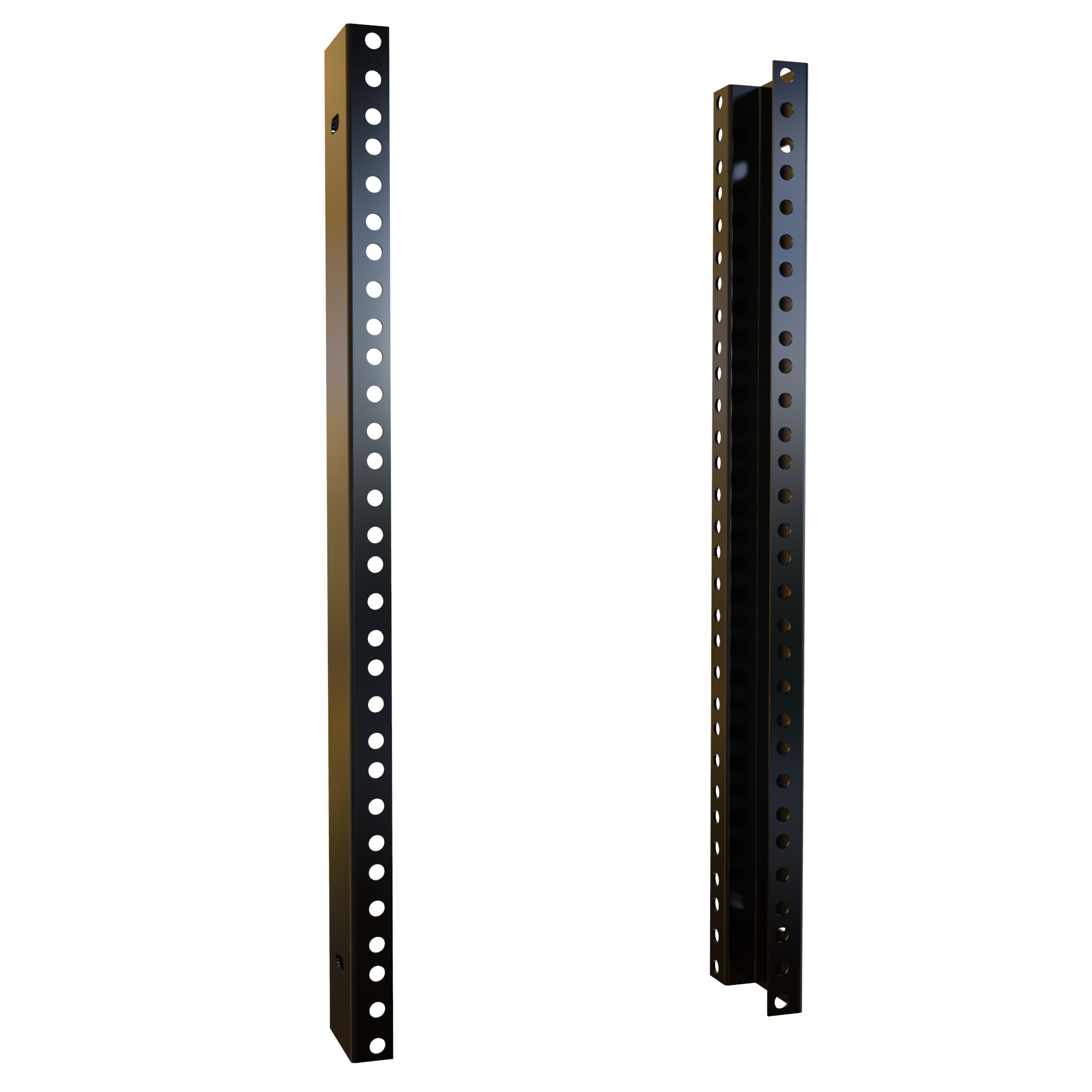 Hammond RCHR1908 pair of 5U round-hole formed rack mount rails in textured black powder coat for RCH cabinets