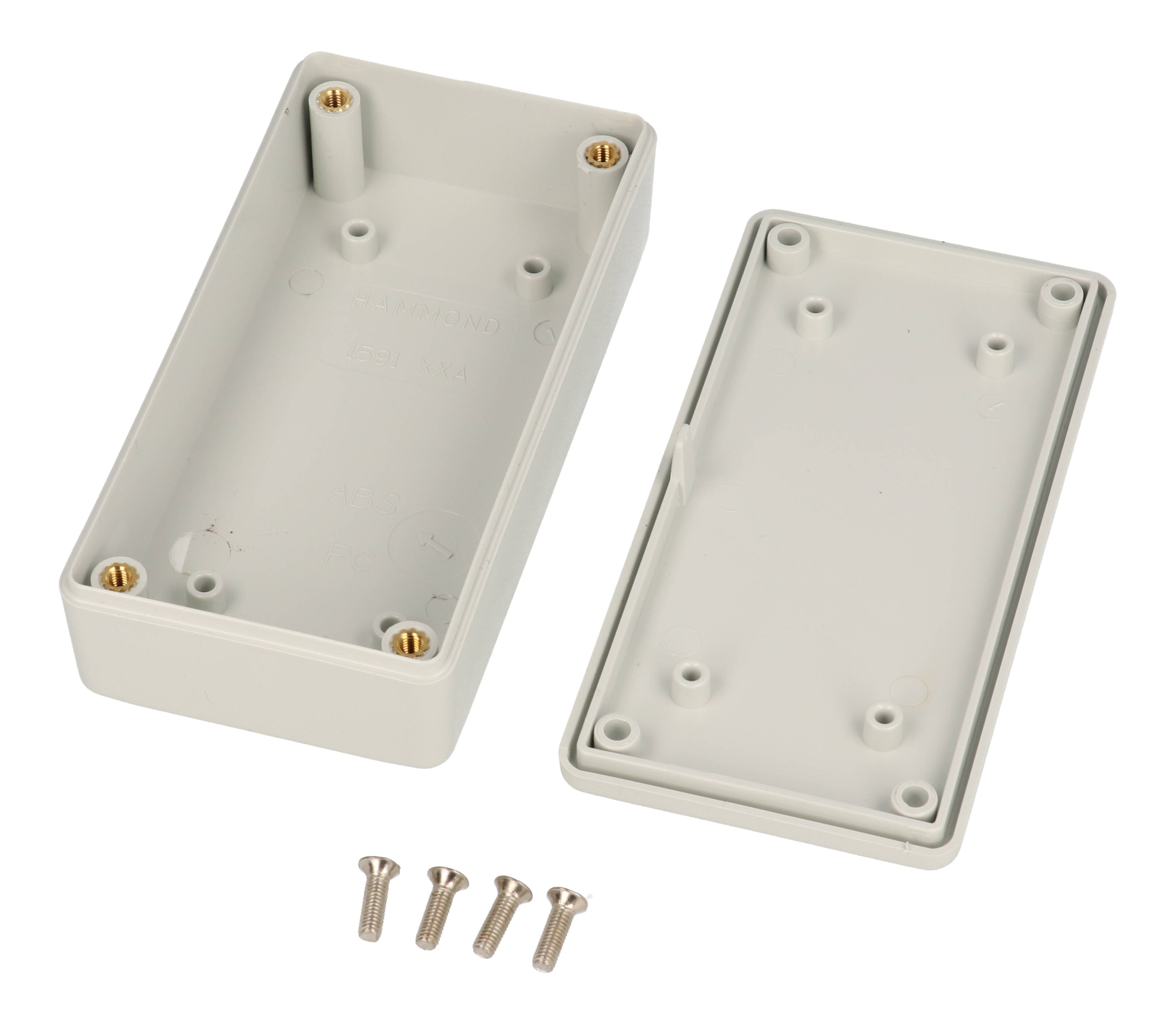 1591XXAGY light gray textured flame retardant ABS enclosure, 101 x 51 x 25 mm