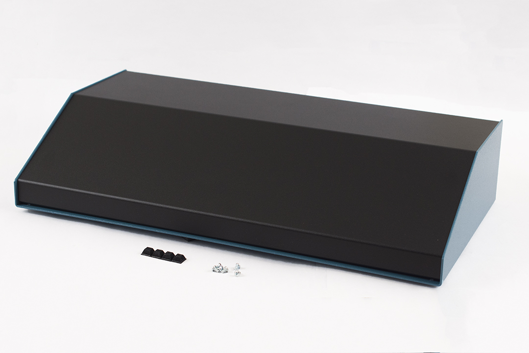 1456WK4BKBU — sloped metal console; 30 degree; black top; blue case