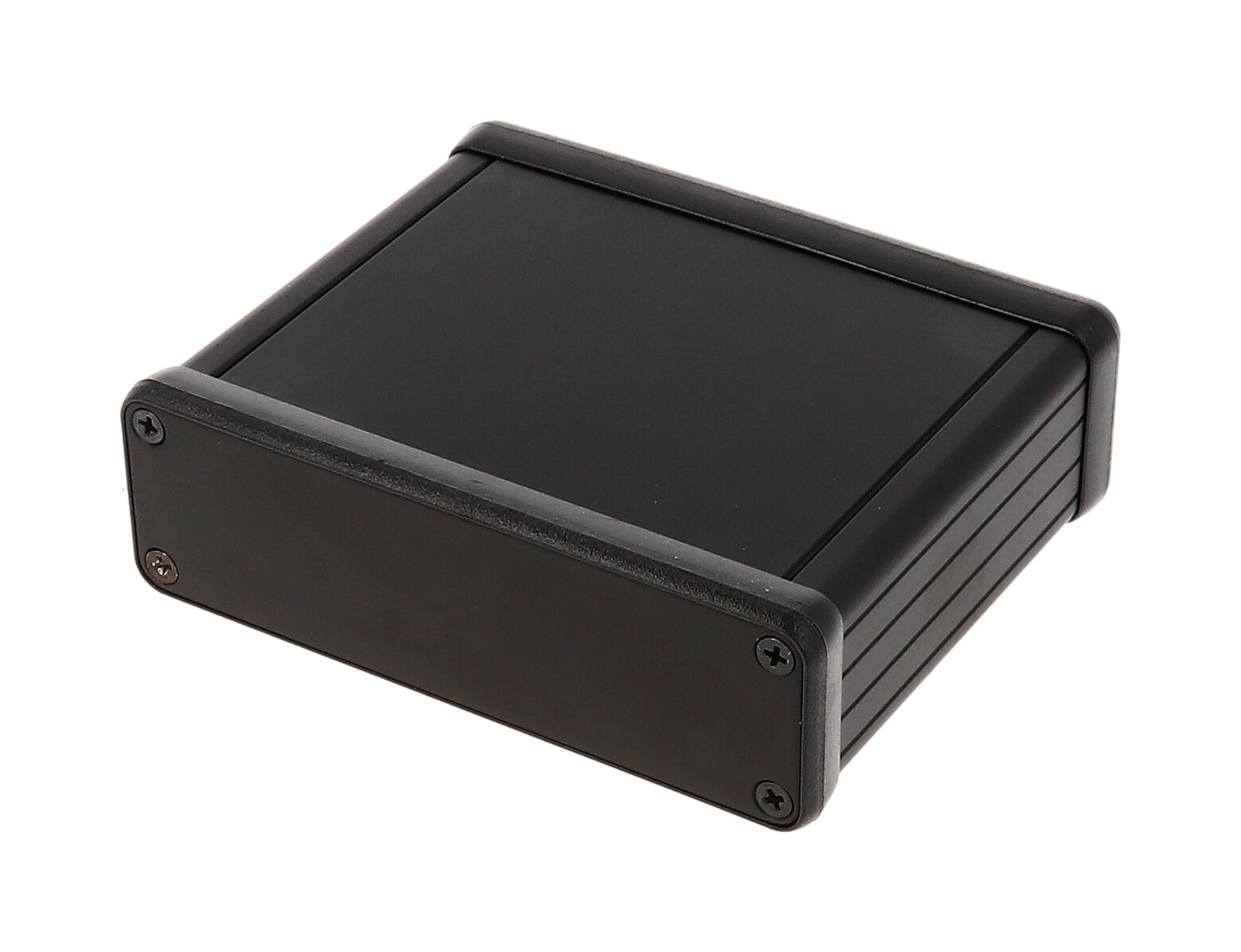 1455L801BK — black extruded aluminum enclosure w/ metal end panels