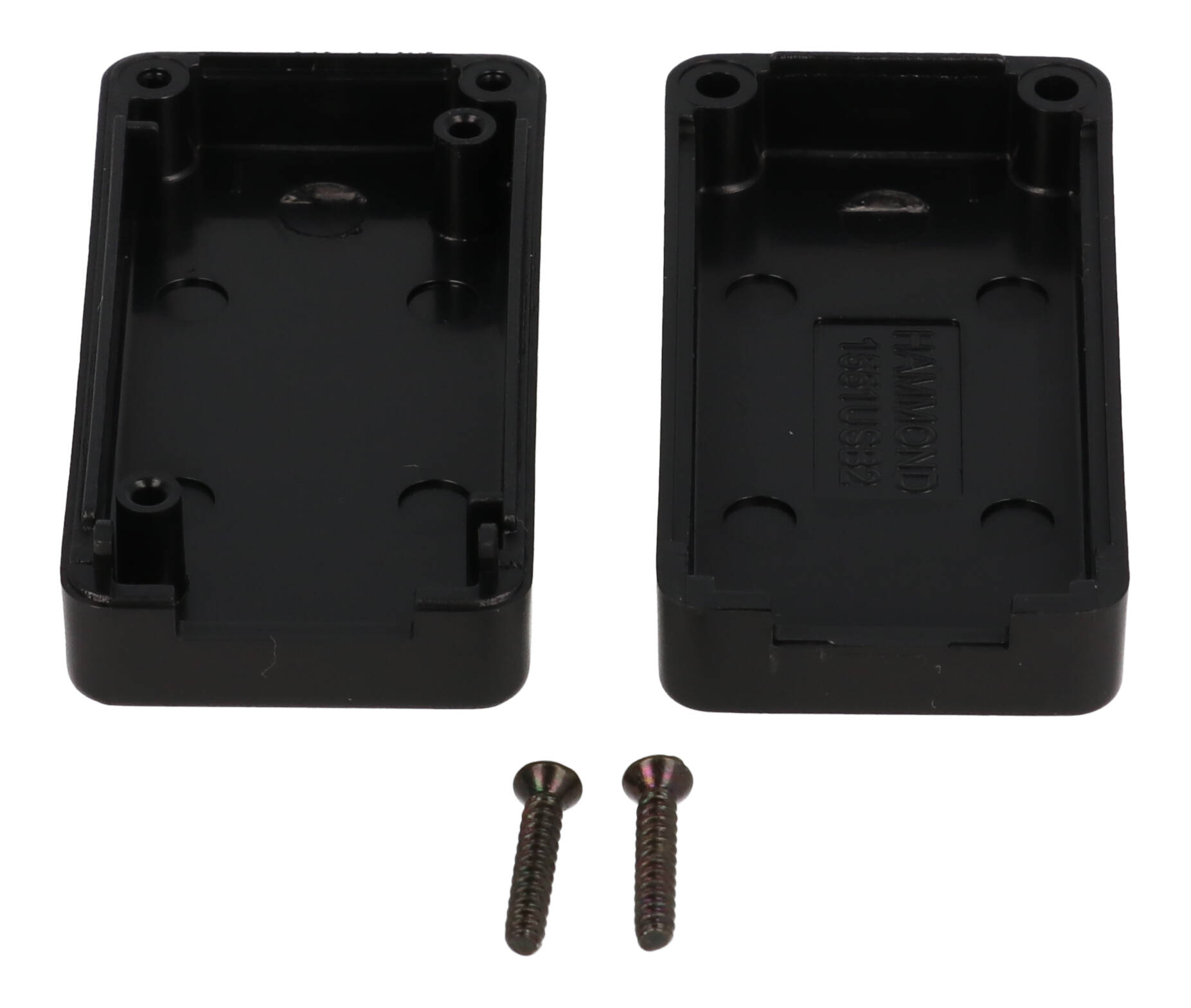 1551USB2BK black ABS plastic miniature USB enclosure, 50 x 25 mm, with USB-A opening and recessed lid