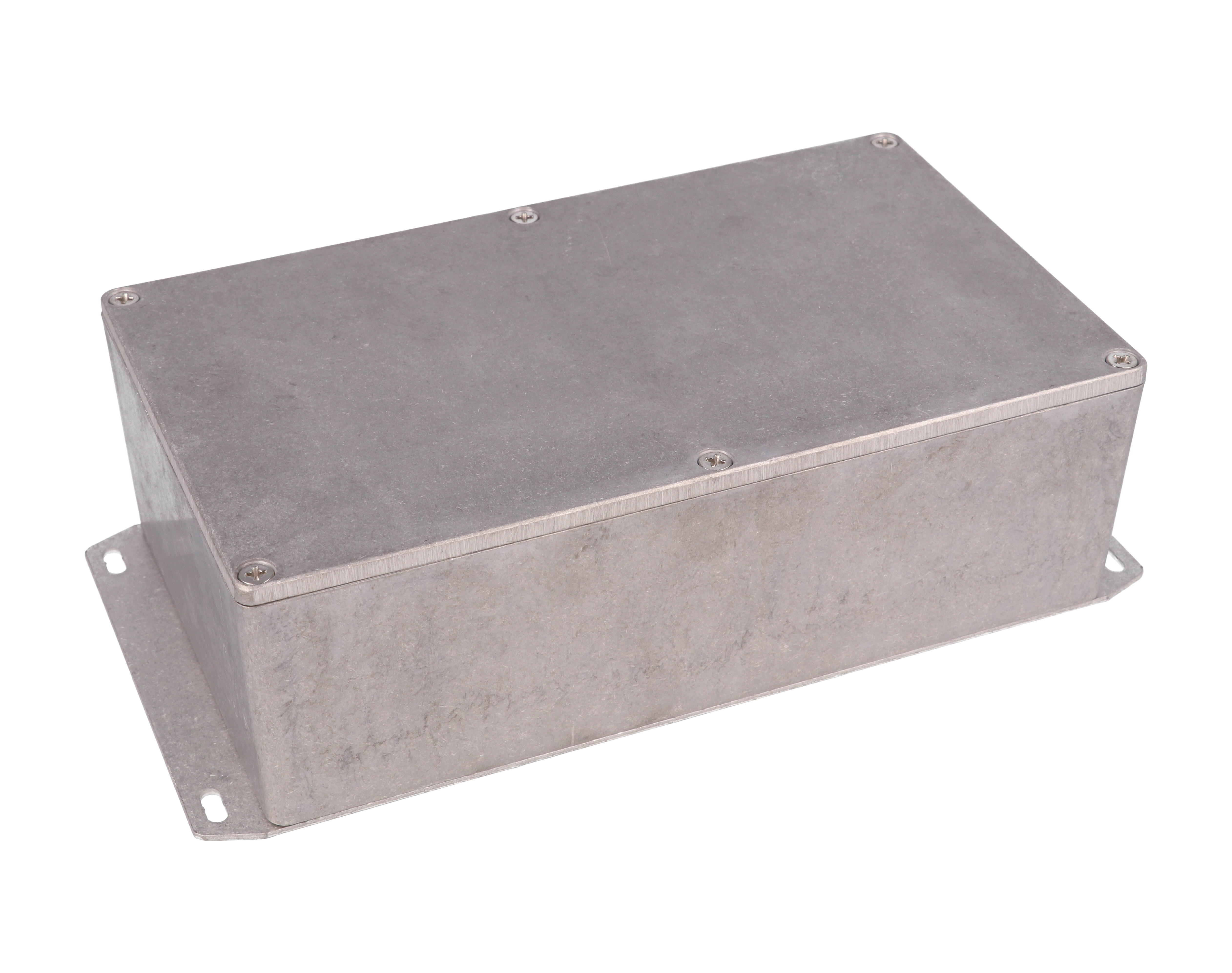 1590RF natural diecast aluminum enclosure with welded flanged bottom plate