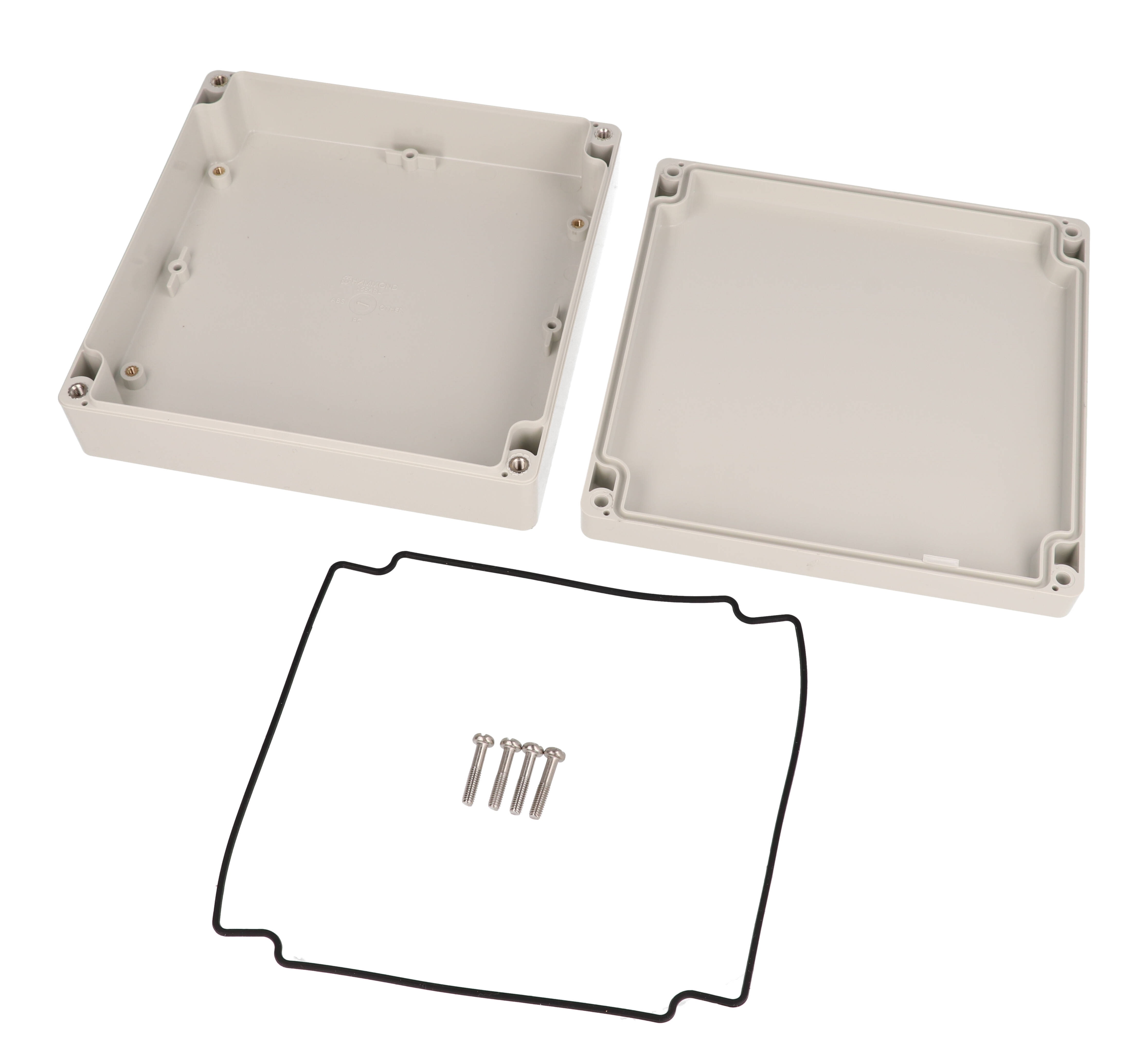 1554RLGY light gray ABS 160 x 160 x 45 mm watertight enclosure with screw cover lid