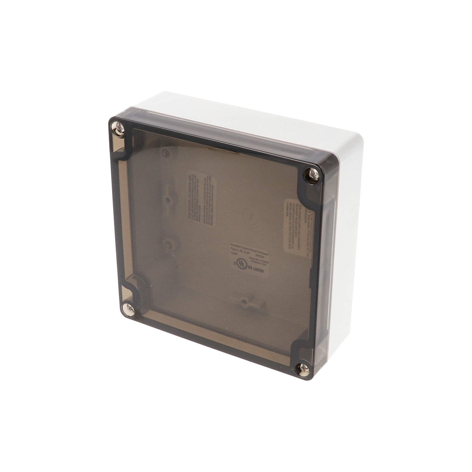1554NL2GYSL — RAL7035 grey polycarb plastic watertight enclosure, smoke lid