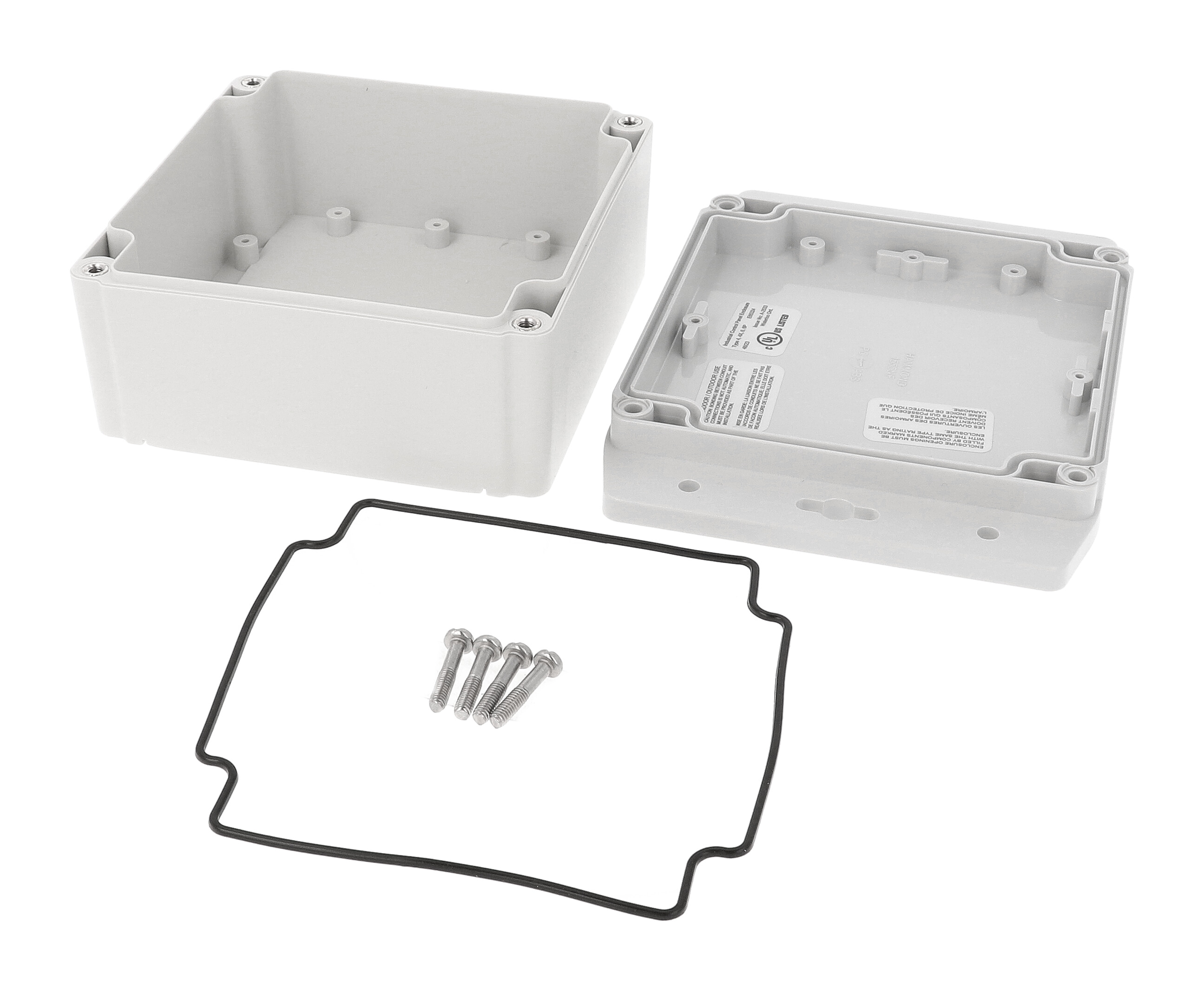 1555N2F42GY deep square light grey polycarbonate flanged enclosure
