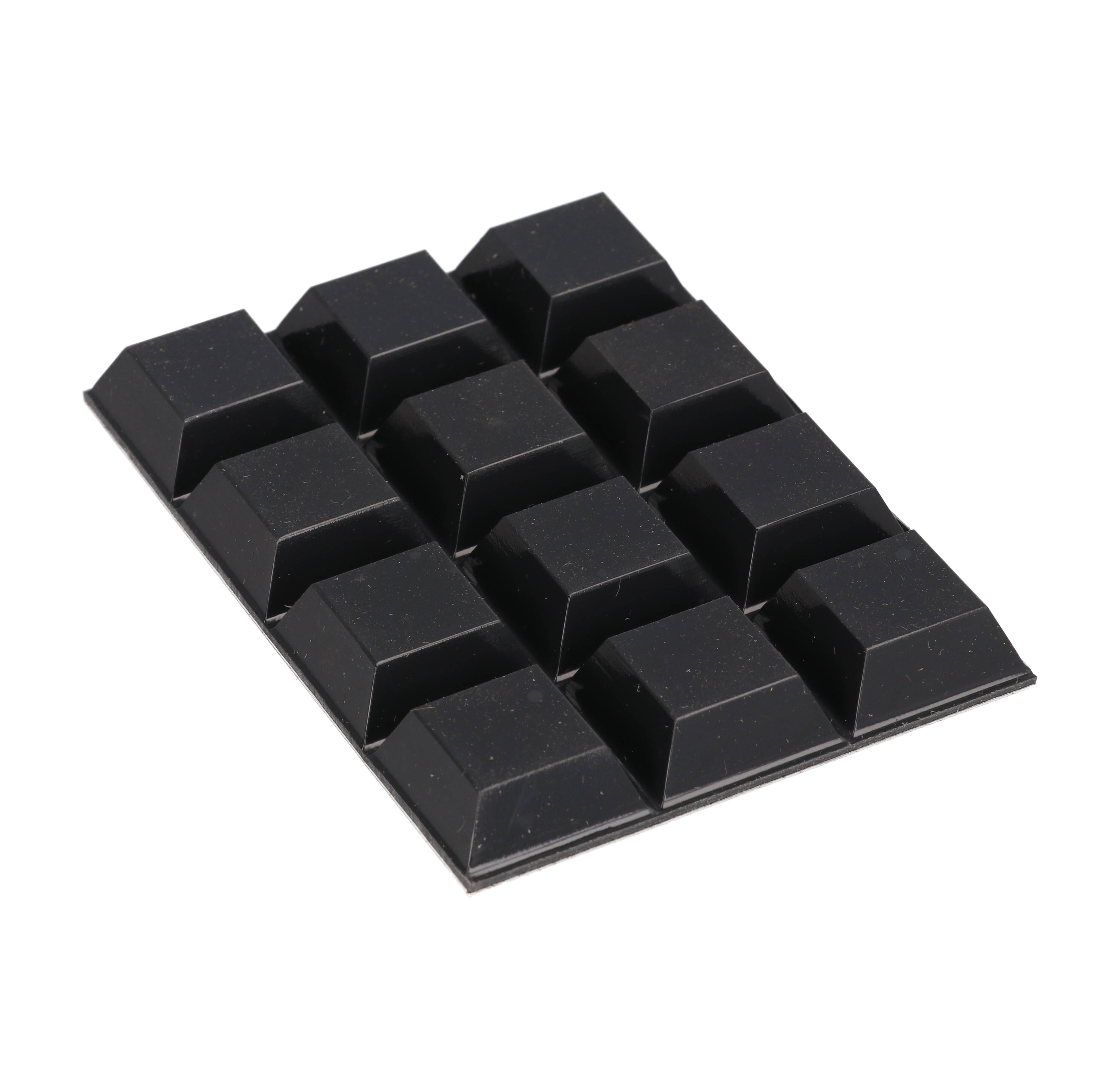 1421T4 black 0.81 in square self-adhesive rubber feet, package of 24
