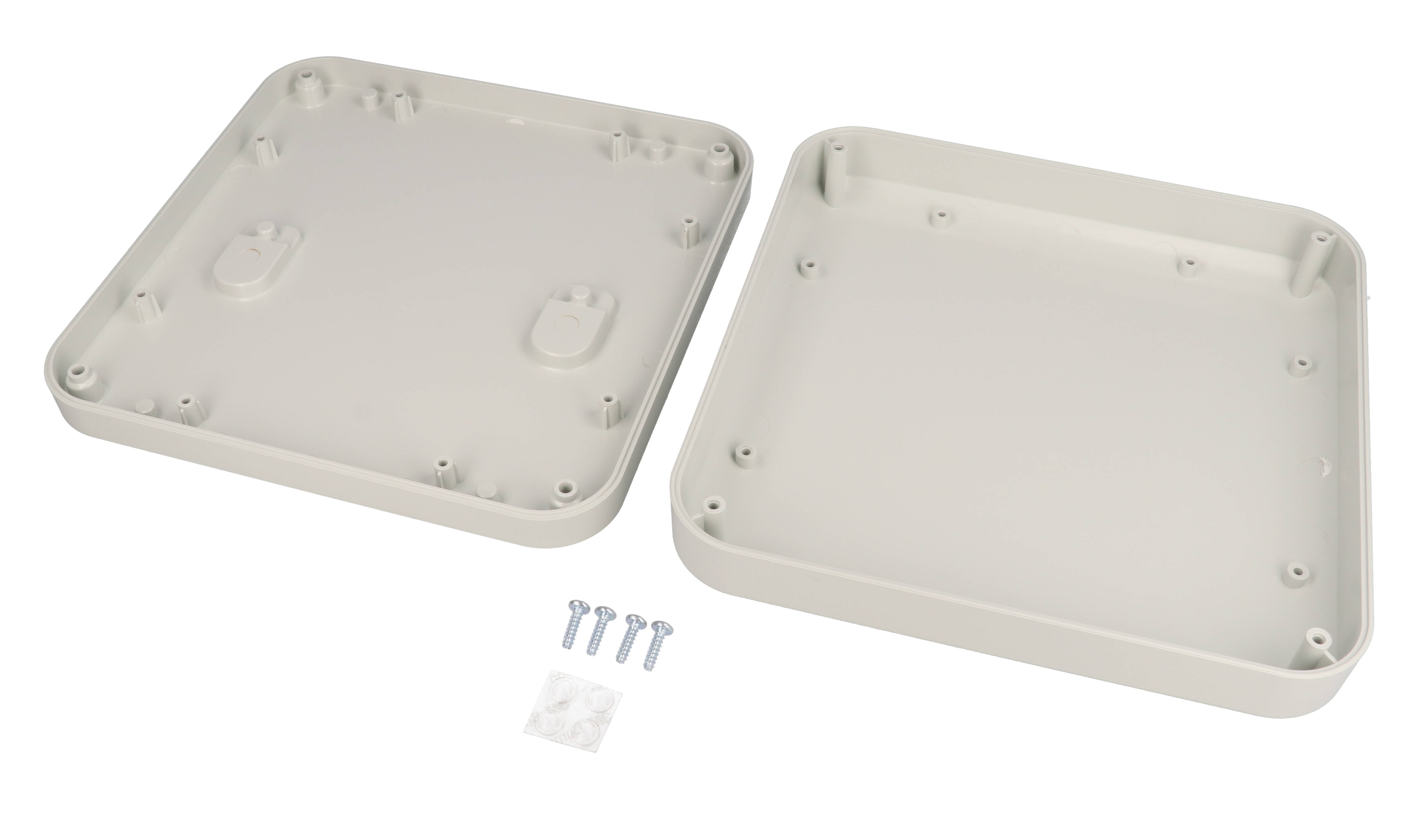 1556HGY light gray low-profile ABS enclosure, 200 x 200 x 45 mm