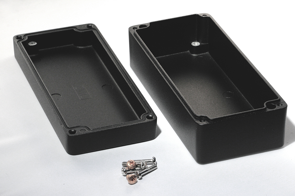 1590Z135BK textured black diecast aluminum enclosure, 175 x 80 x 60 mm