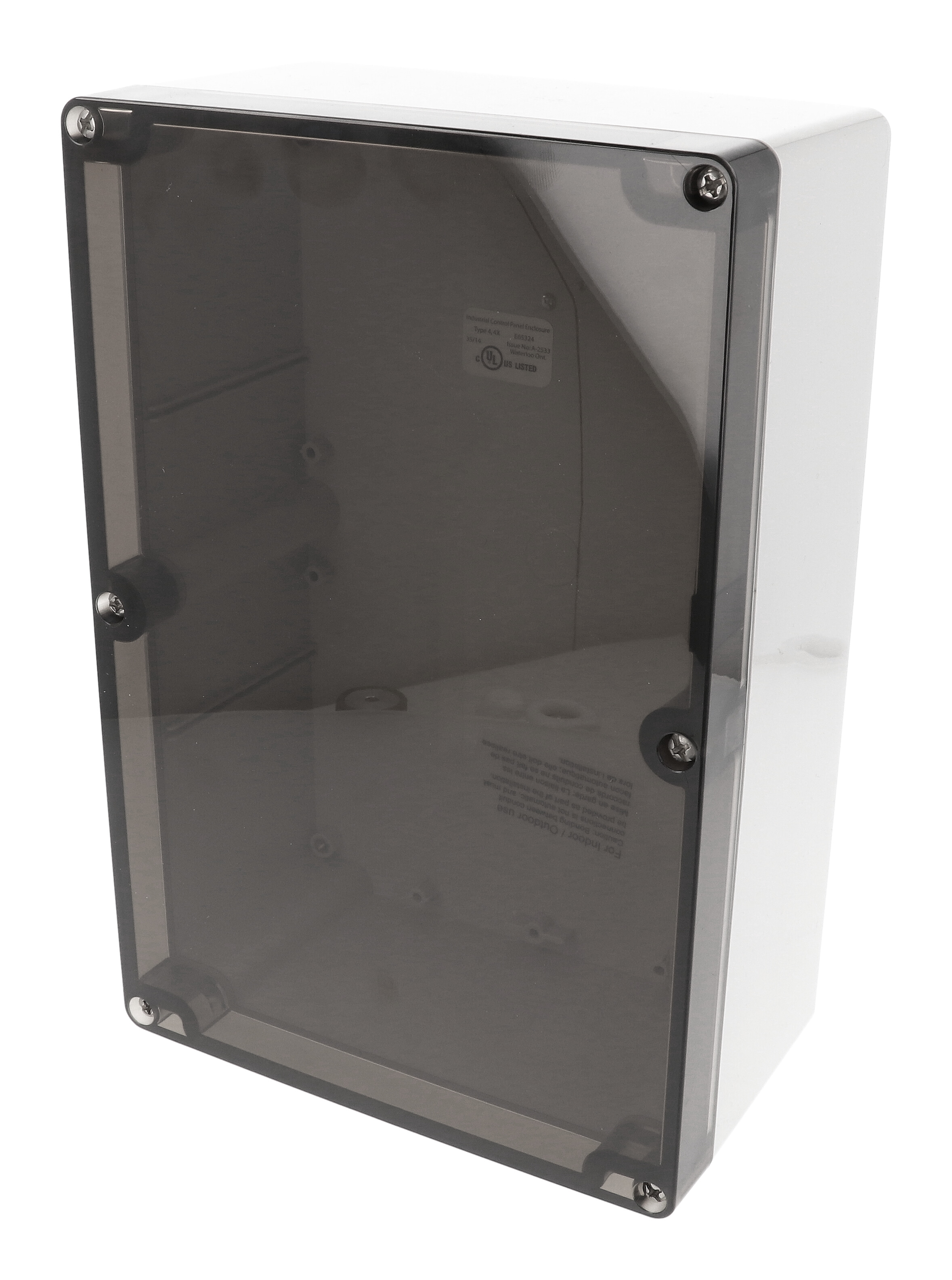 1554VA2GYSL — RAL7035 grey polycarb plastic watertight enclosure, smoked lid