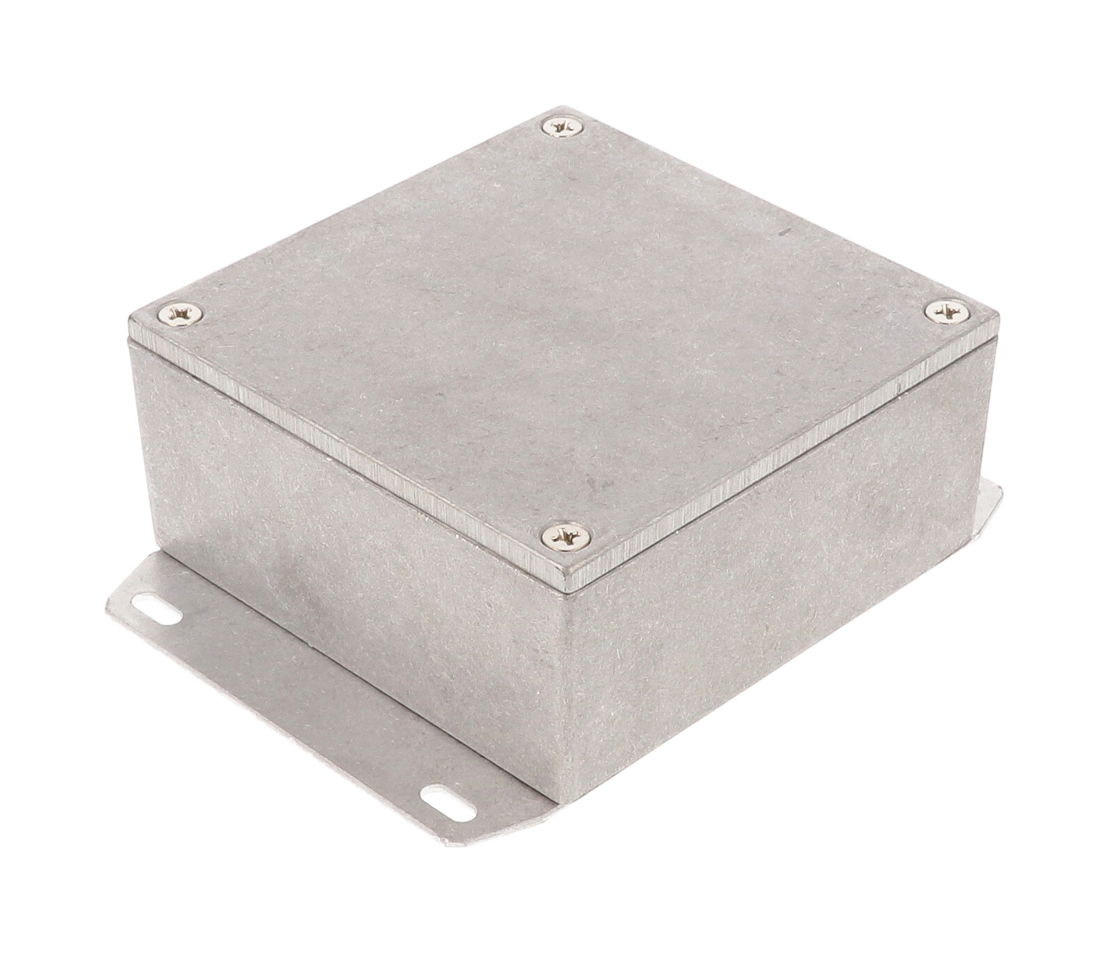 1590YF natural diecast aluminum enclosure with welded flanged bottom plate