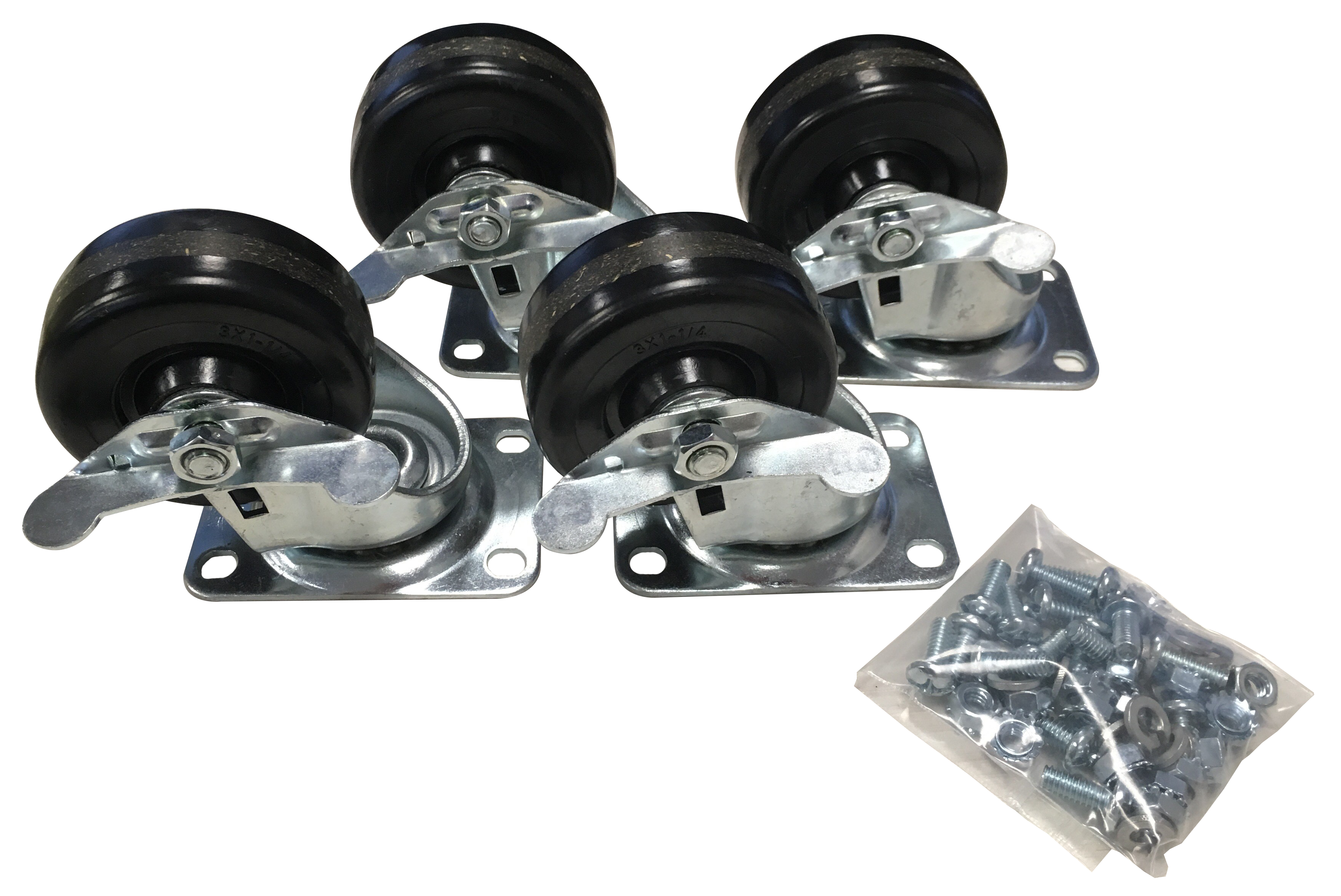 Hammond 1425BH heavy-duty rack and cabinet caster set of four 3.00 in swivel ball bearing casters with zinc plated mounting plates — view 4