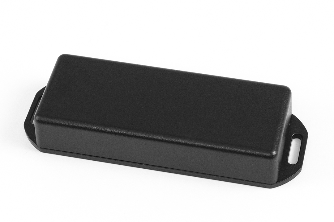 1551UFLBK black ABS miniature enclosure, 100 x 40 x 20 mm, with flanged lid
