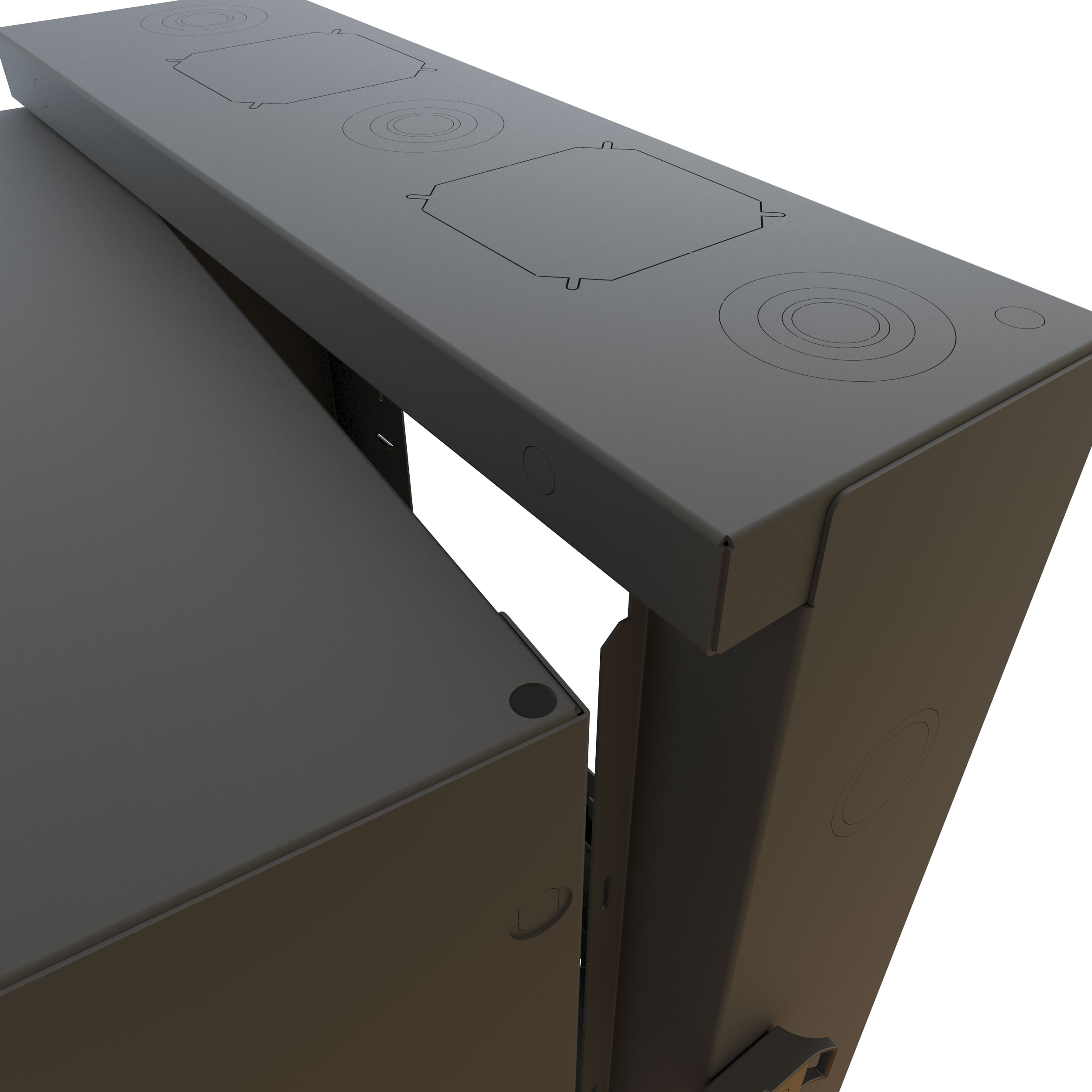 Hammond HWC2418U35BK 18U swing-out wall-mount rack cabinet in RAL9005 black, 24 in wide and 35 in deep, shown without door — view 3
