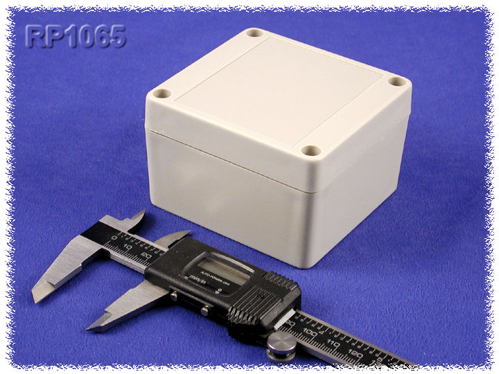 RP1065 light gray ABS water-tight enclosure with opaque lid, 85 x 80 x 55 mm
