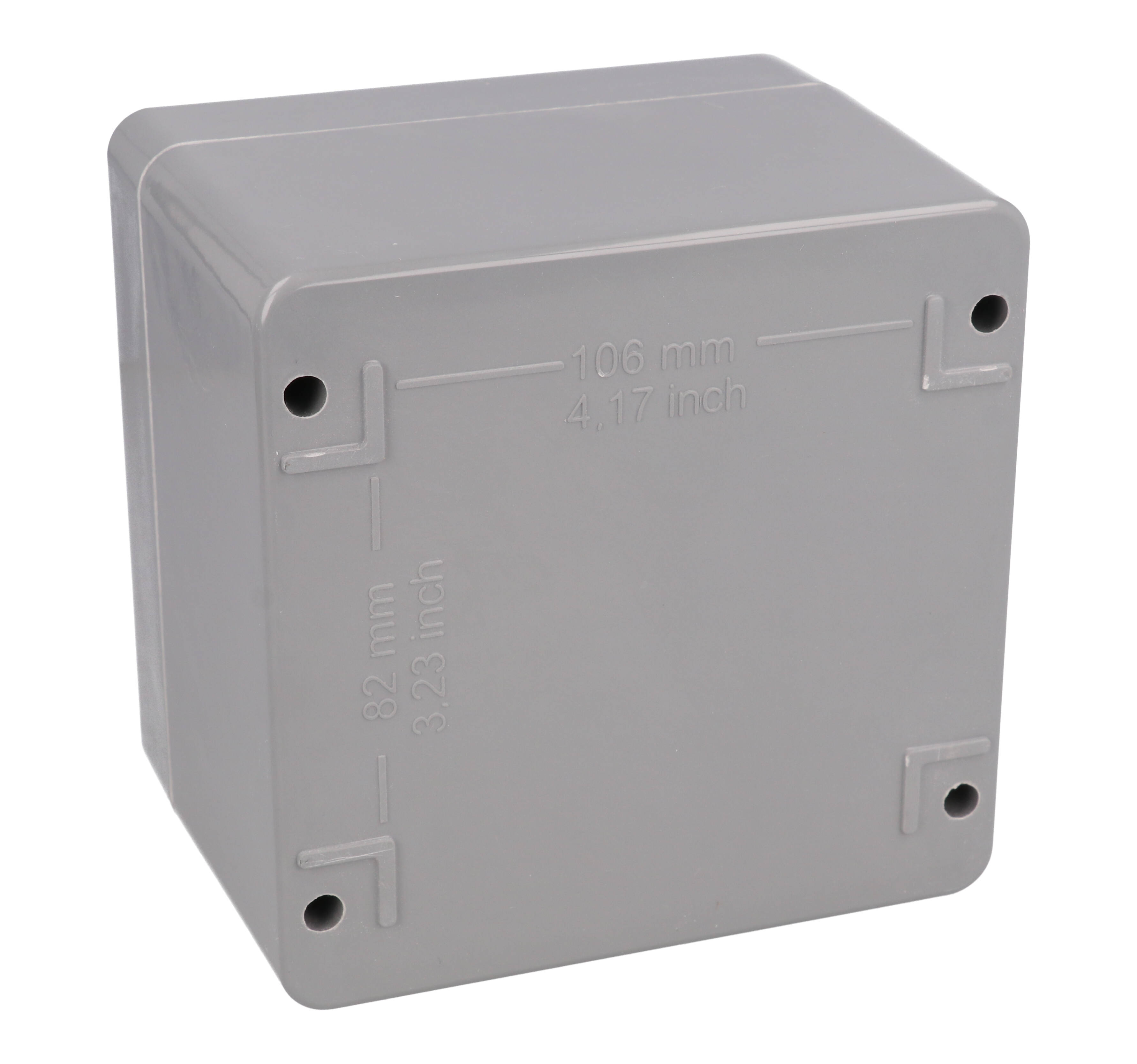 1590ZGRP121 gray glass reinforced polyester watertight enclosure, 122 x 120 x 90 mm
