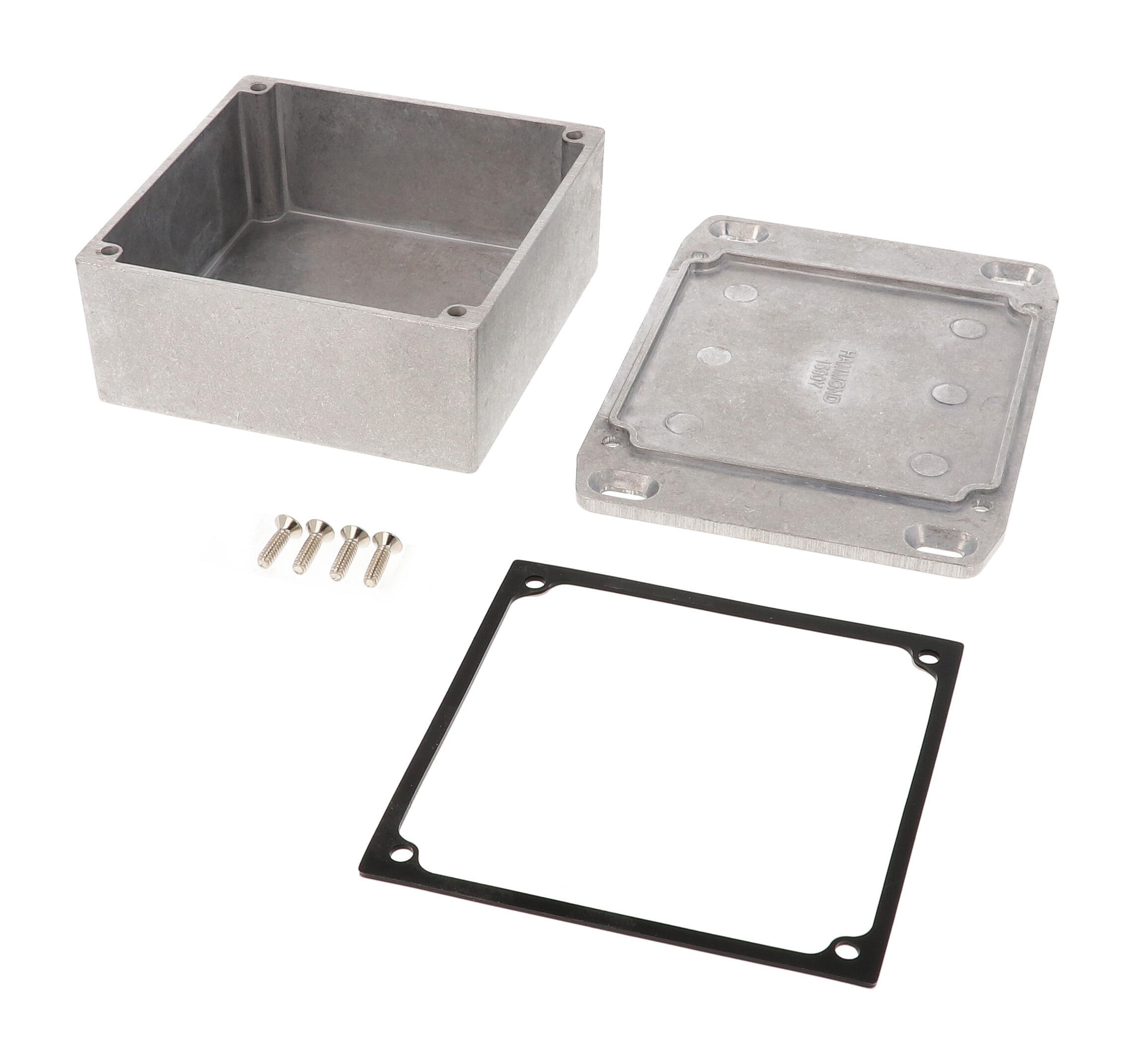 1590WYFL natural diecast aluminum watertight enclosure with wall-mounting flanged lid