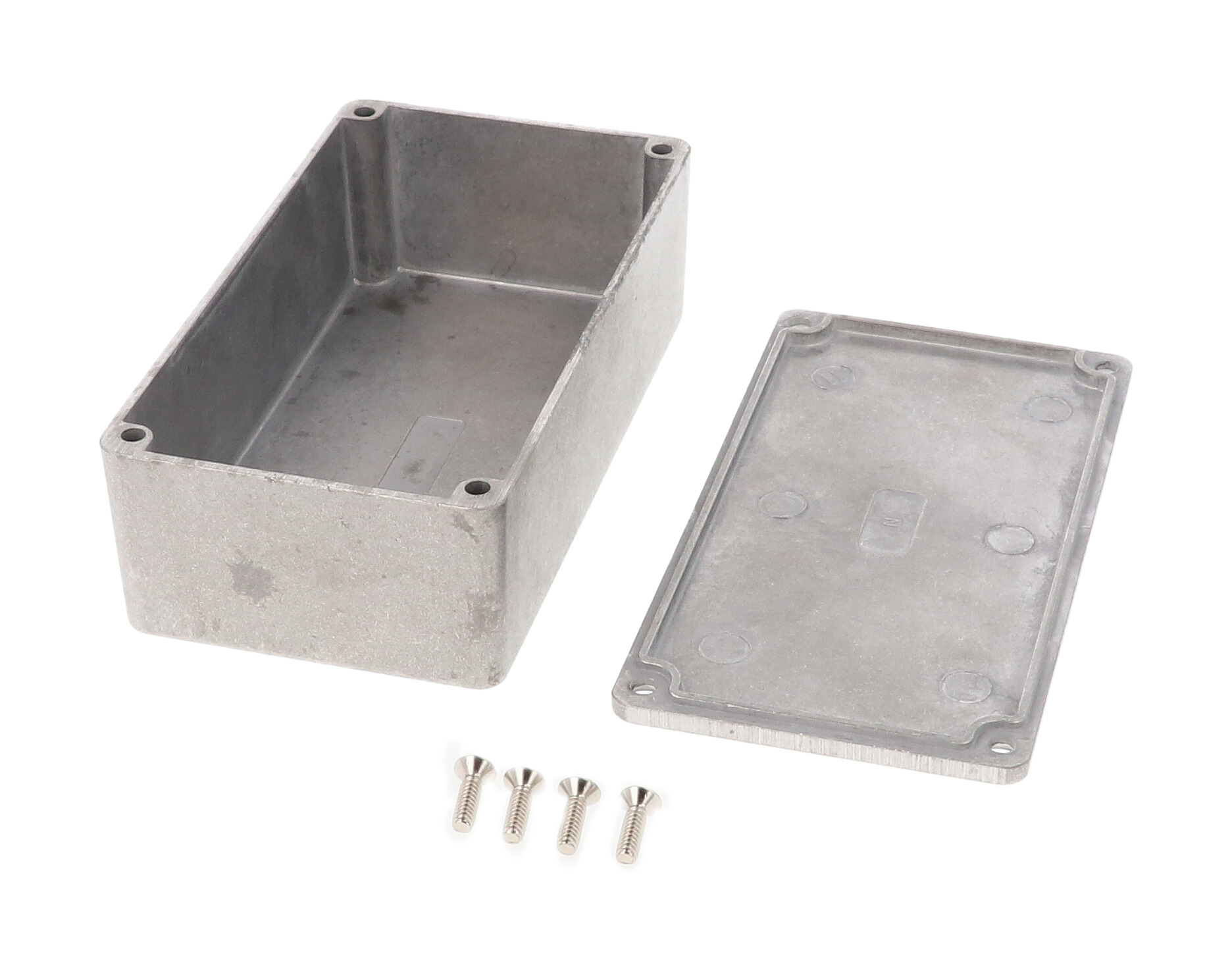 1590N1 natural diecast aluminum 121 x 66 x 40 mm enclosure with lid and cover screws