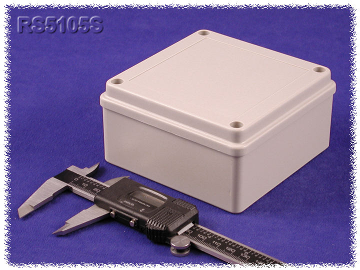 RS5105S light gray ABS sealed PCB enclosure, 108 x 108 x 54.5 mm, with two-part recessed lid